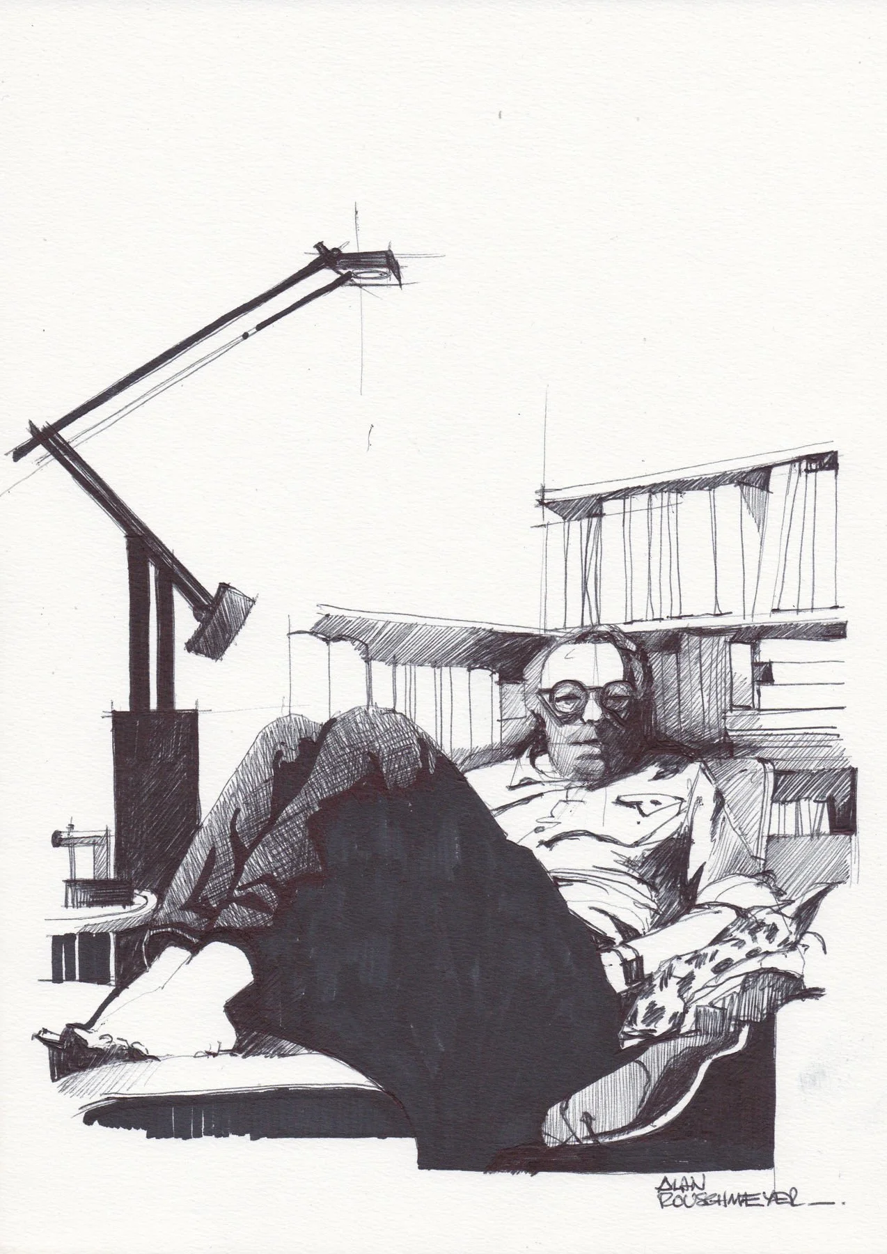 Reflexion de l'artiste, le croquis (autoportrait)