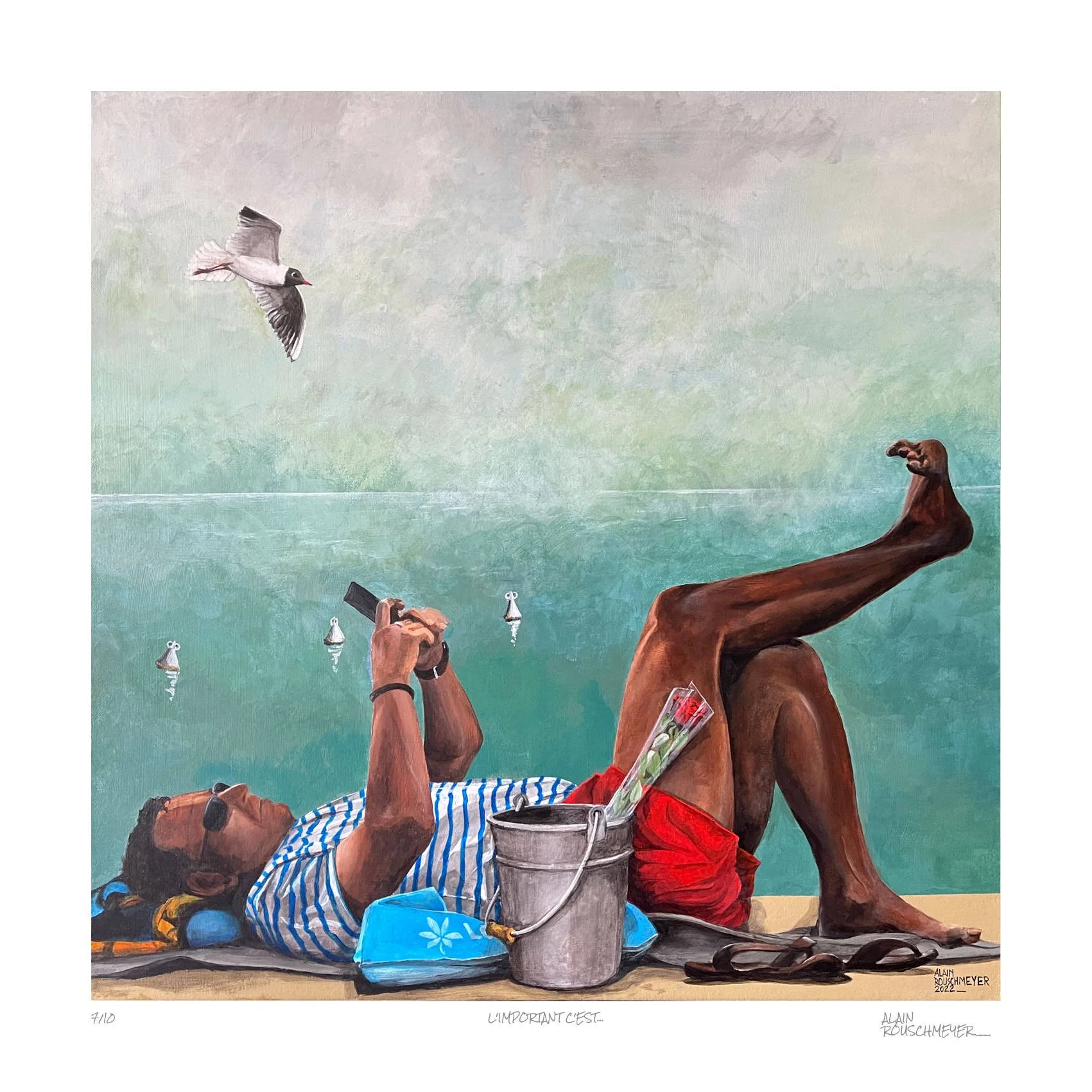 L'IMPORTANT C'EST... limited edition Fine Art Print with white border and pencil caption by Alain Rouschmeyer