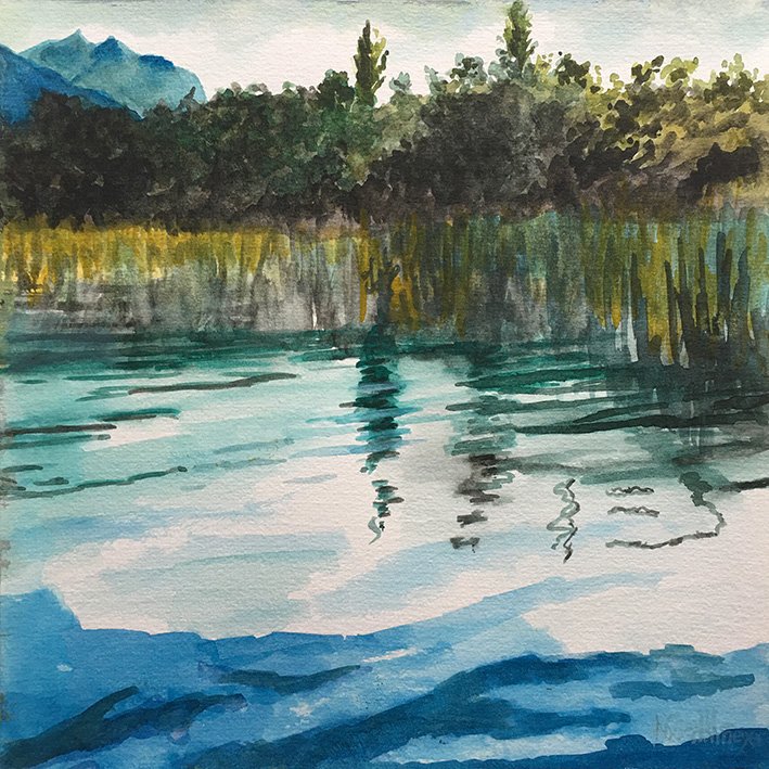 Aquarelle de paysage réalisée par l’artiste impressionniste Camille Rouschmeyer