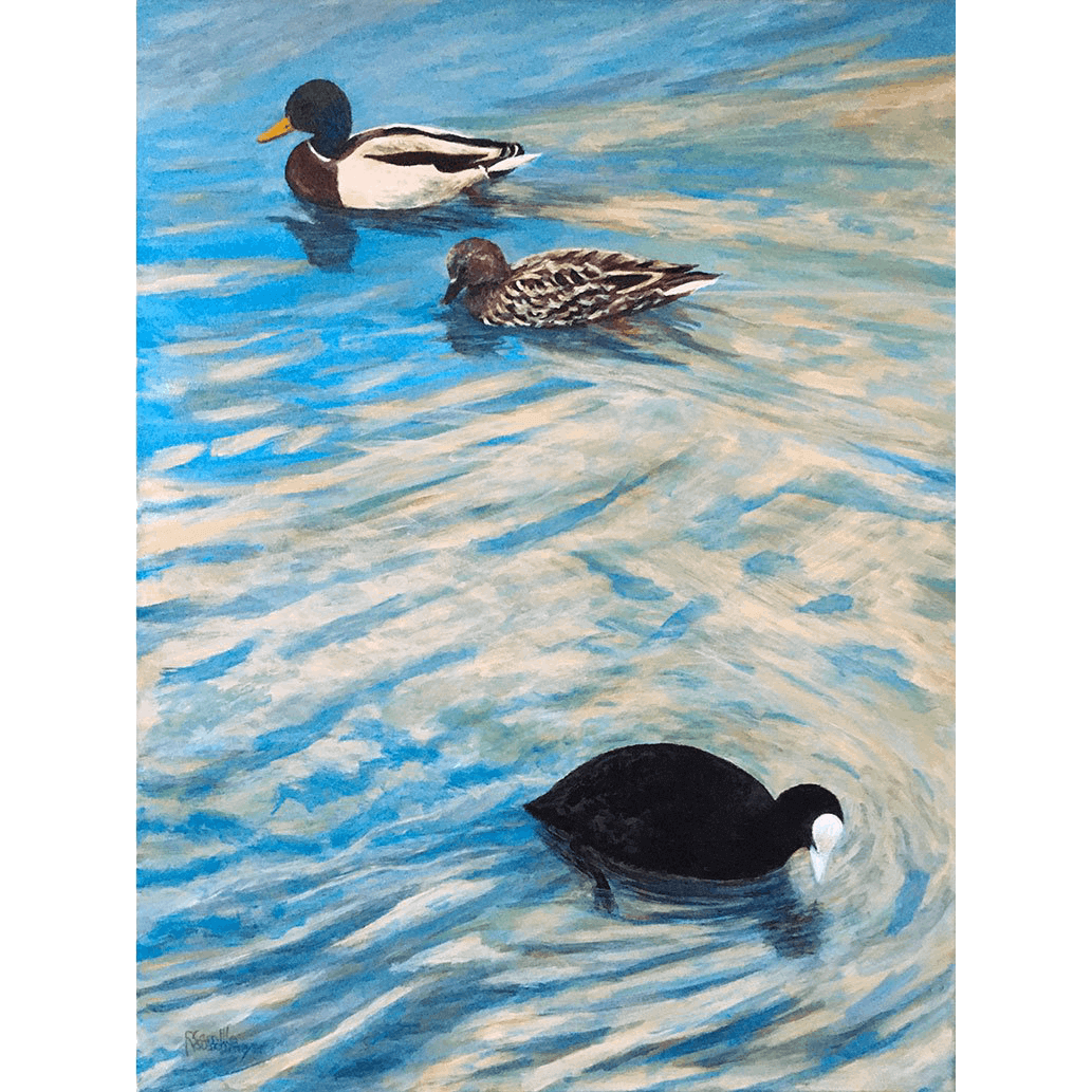 REFLETS ET OISEAUX DU LAC D’ANNECY (Reflections and Birds of Lake Annecy) – 80 x 60 cm