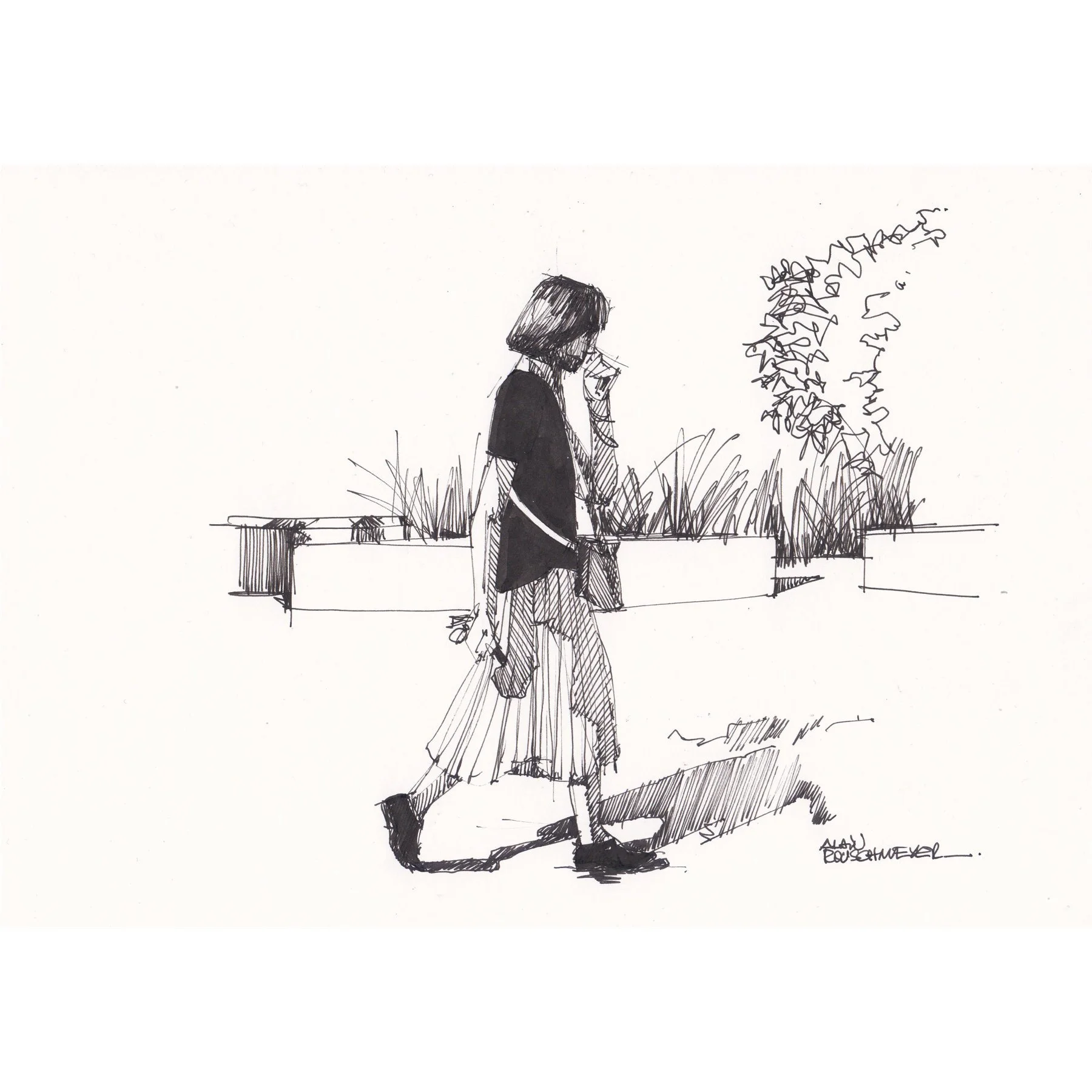 croquis préalable en lien avec l'oeuvre figurative "Souvenir d'enfance" de l'artiste Alain Rouschmeyer