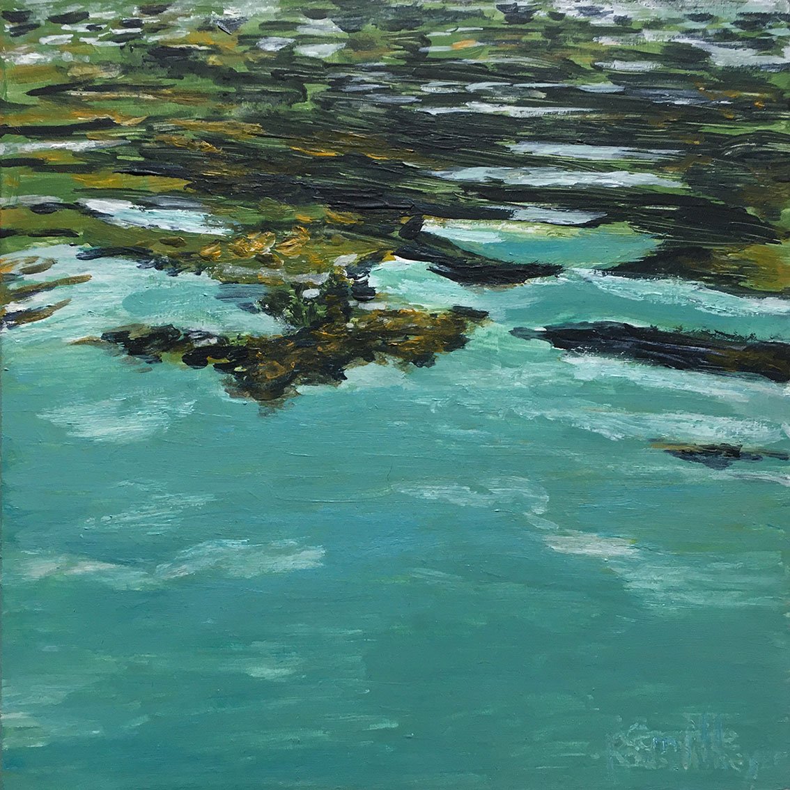 LAC D’ANNECY, REFLET DE LA MONTAGNE ET DU CIEL (Lake Annecy, a Reflection of the Mountain and the Sky) – 20 x 20 cm