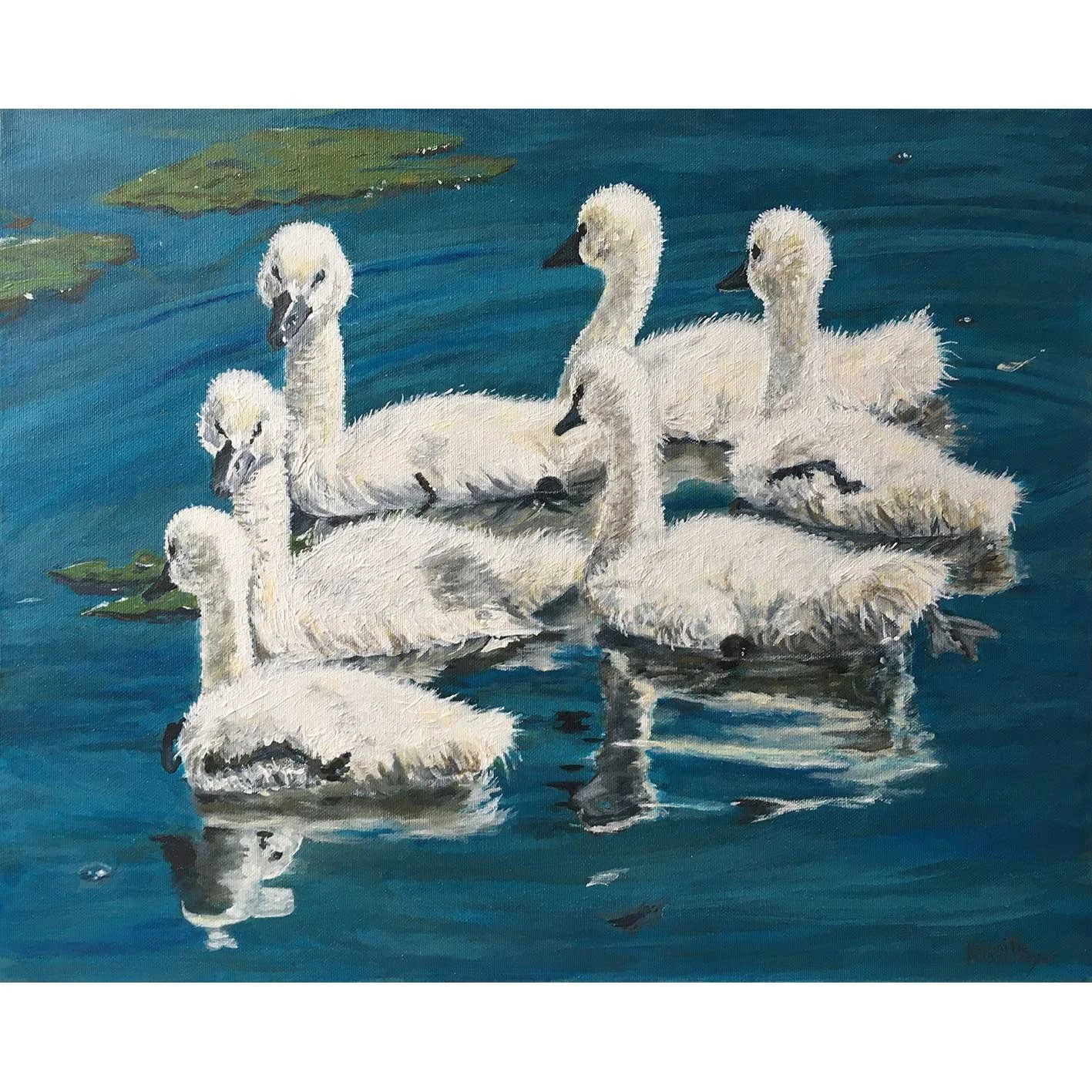 LES CYGNONS DE JUIN, peinture réalisée par l’artisteimpressionniste Camille Rouschmeyer