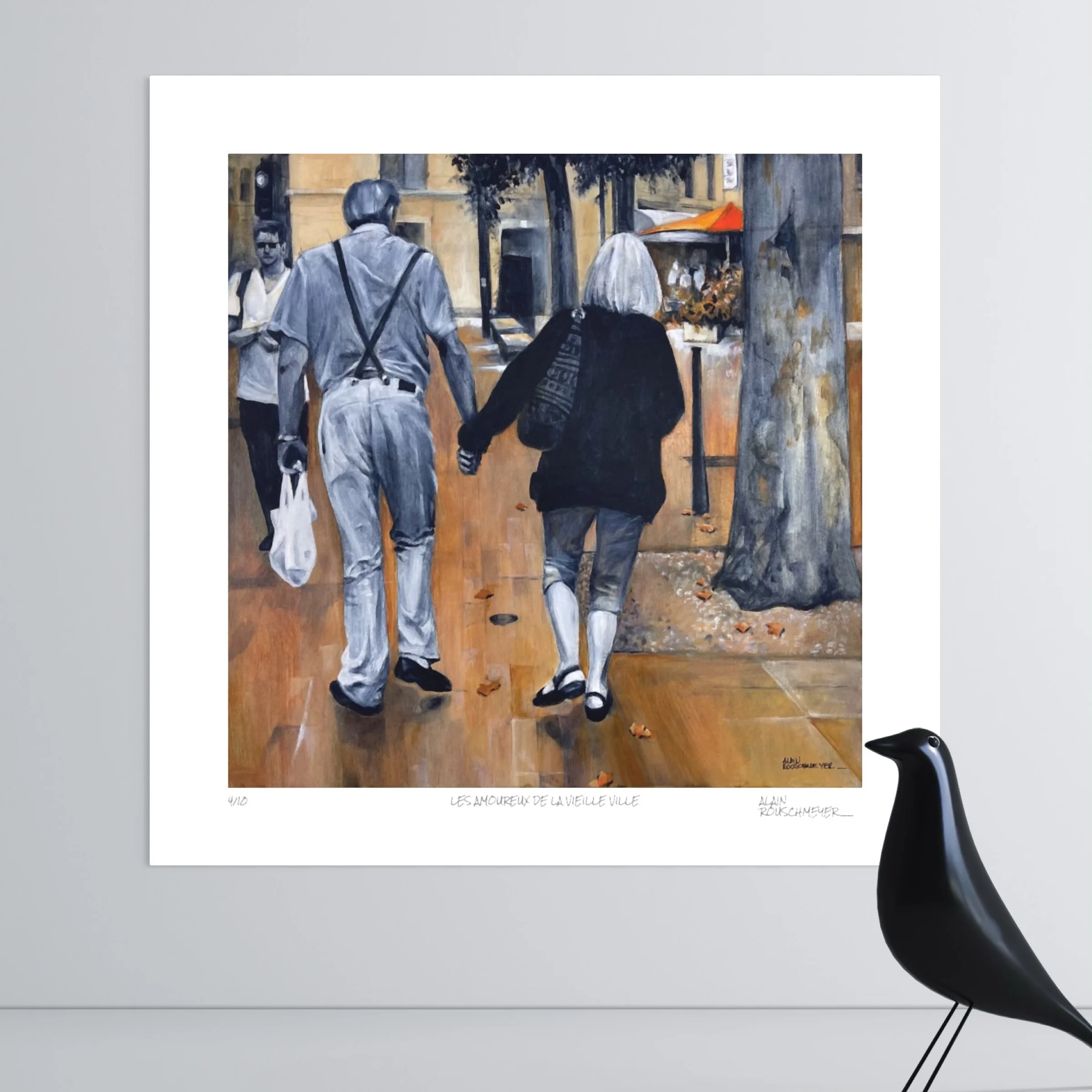 LES MAOUREUX DE LA VIEILLE VILLE Fine Art Print by Alain Rouschmeyer displayed in a contemporary living room