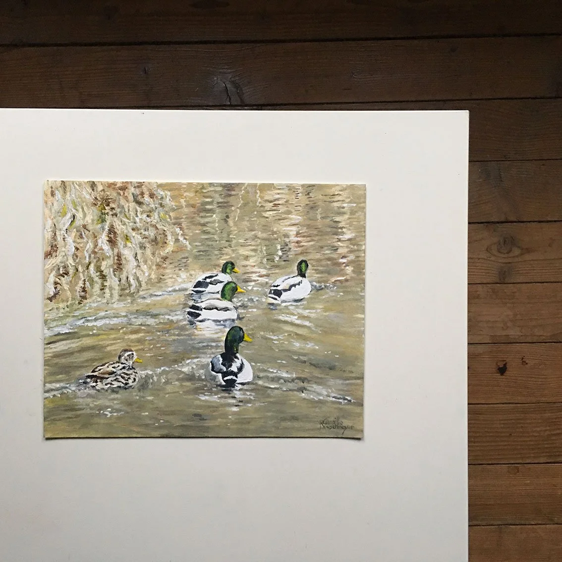 Original and unique painting entitled BALADE SUR L’EAU MORTE, by Camille Rouschmeyer