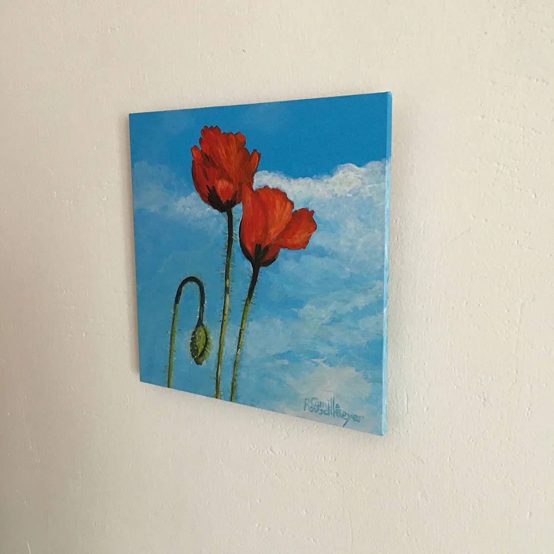Original and unique artwork entitled TROIS BRINS DE COQUELICOT by Camille Rouschmeyer