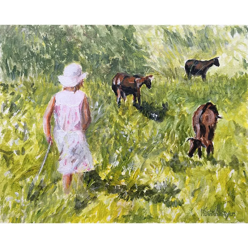 L’ENFANT ET LES CHÈVRES (The Child and the Goats) – 24 x 30 cm