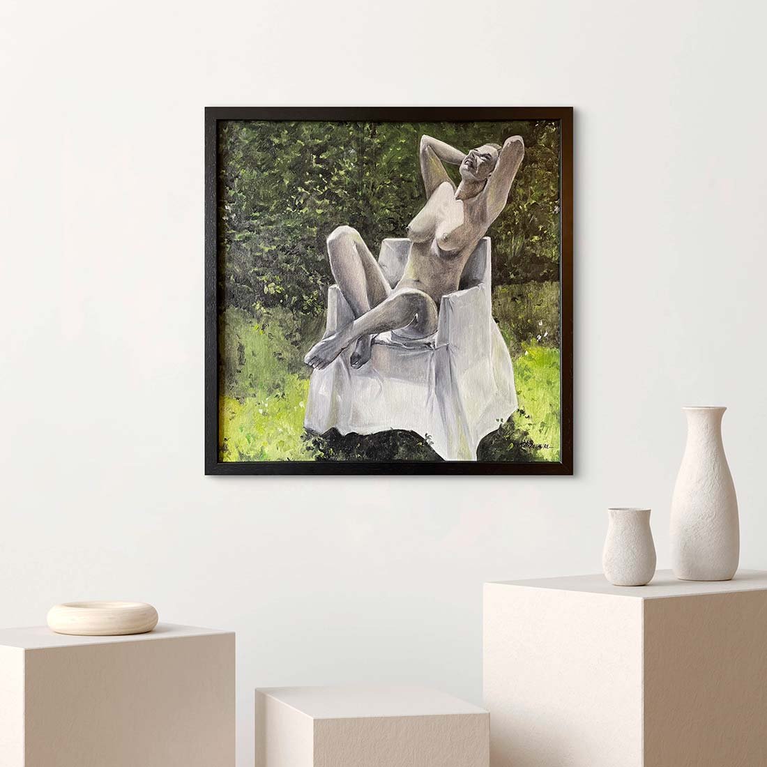 détail du tableau Le fauteuil blanc, au soleil — peinture à l’huile par Alain Rouschmeyer