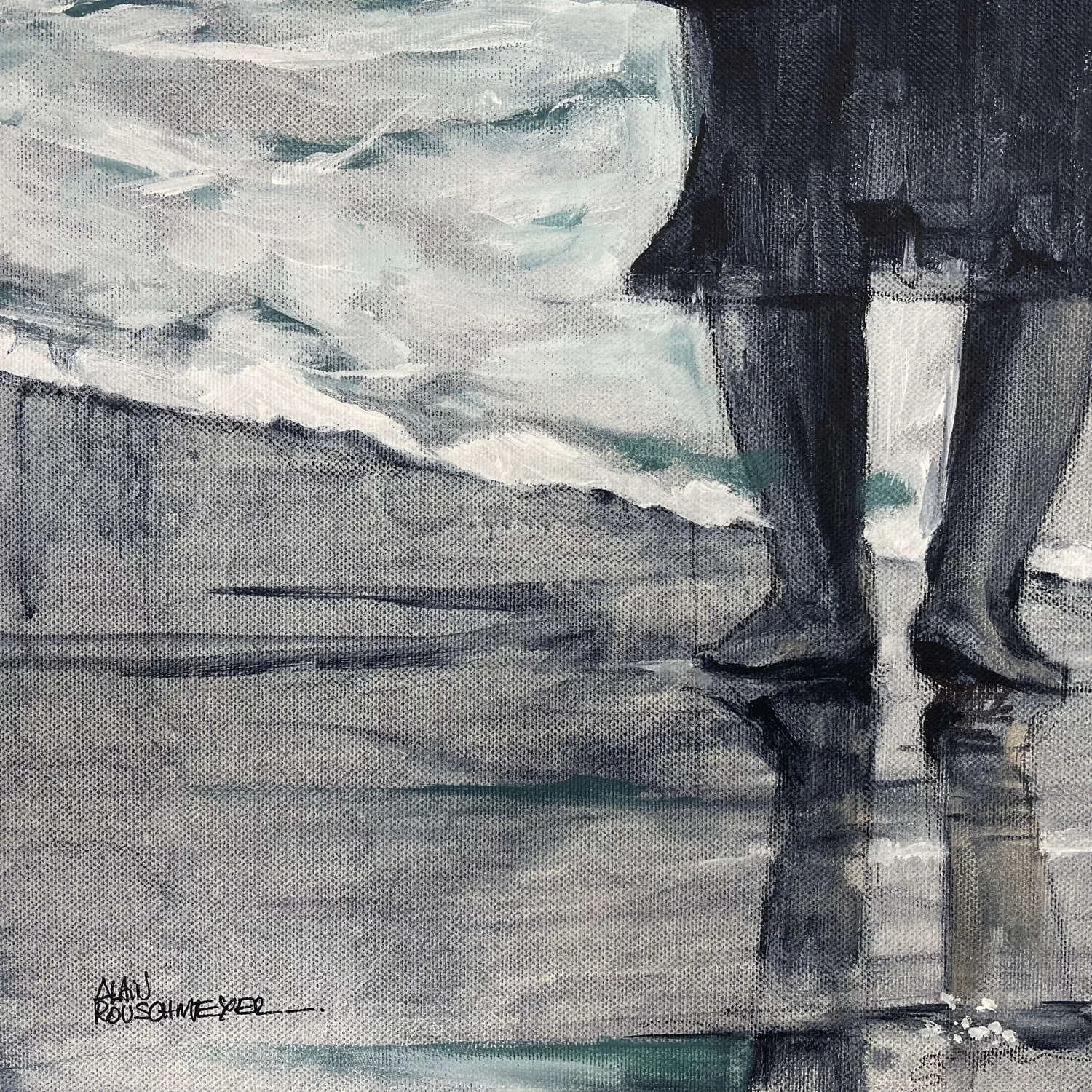 Image partielle de l'oeuvre originale et unique "Les amoureux du bord de mer" de l'artiste figuratif Alain Rouschmeyer