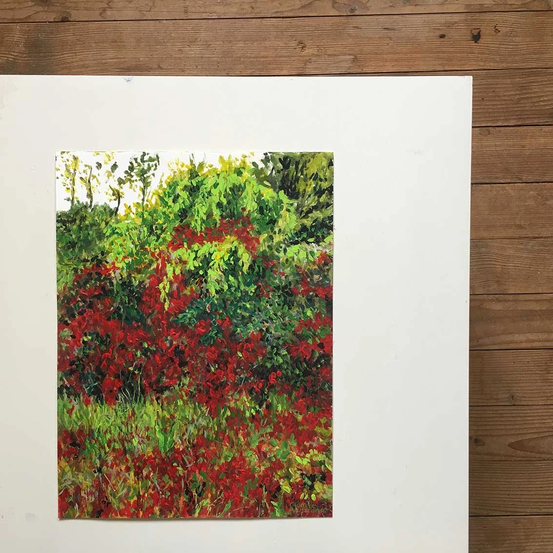 Peinture originale et unique intitulée BREDANNE EN OCTOBRE, par Camille Rouschmeyer