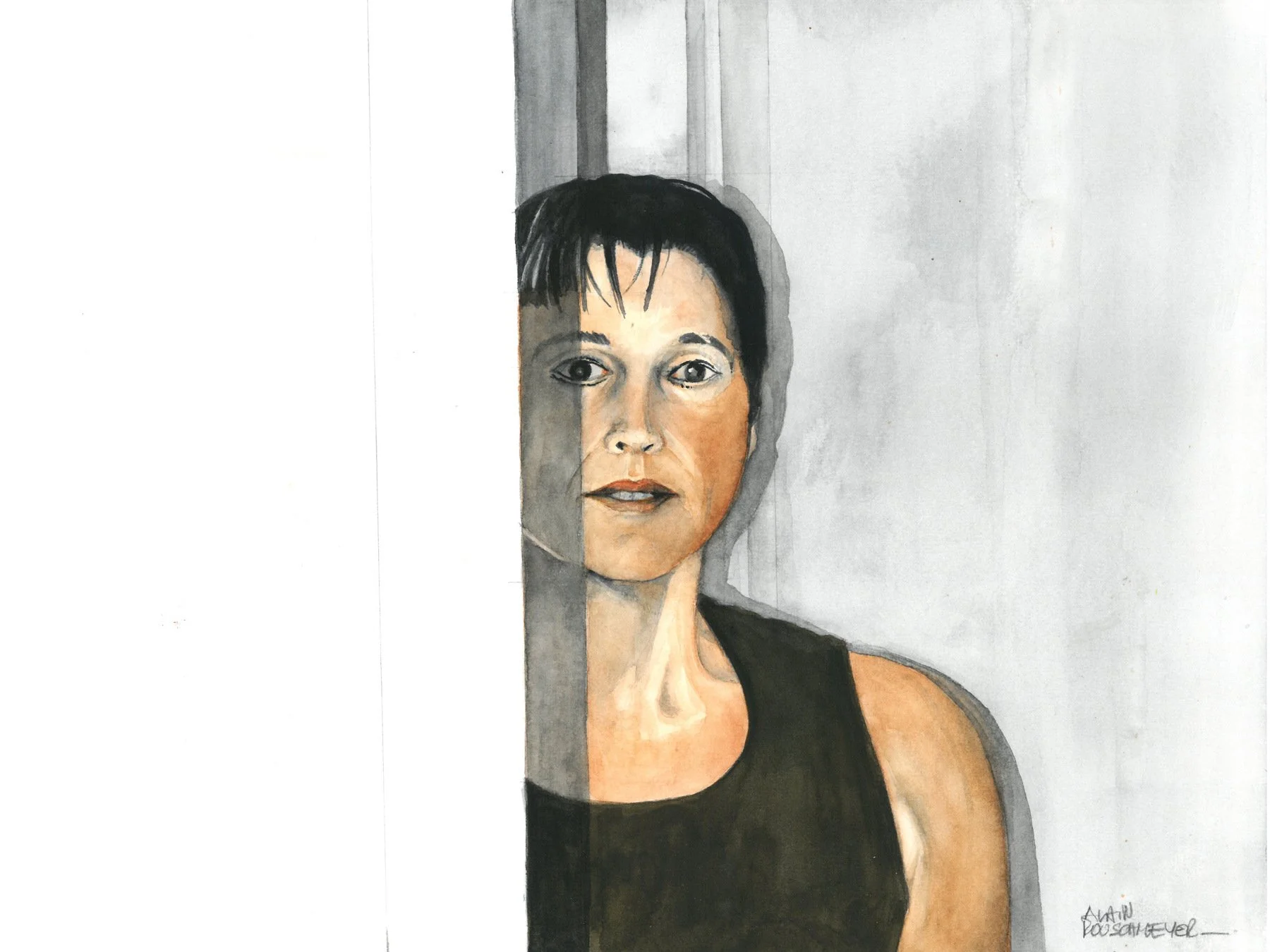 Une aquarelle, "un regard" - 30 x 40 cm sur papier 300g - à acquérir pour sa collection - une oeuvre de Alain Rouschmeyer