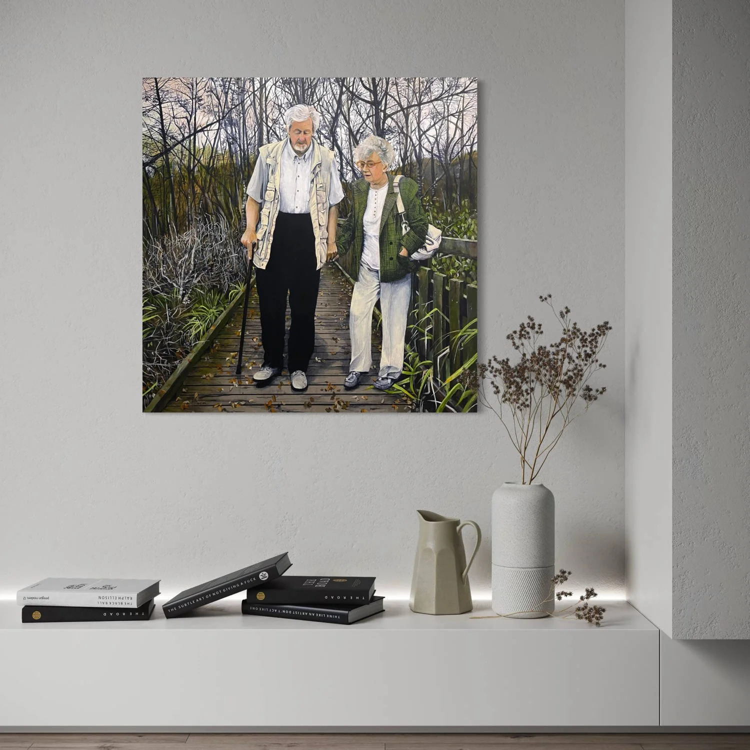 Lucie et Robert en automne, une oeuvre forte sur la complicité du couple, une oeuvre de l'artiste Alain Rouschmeyer