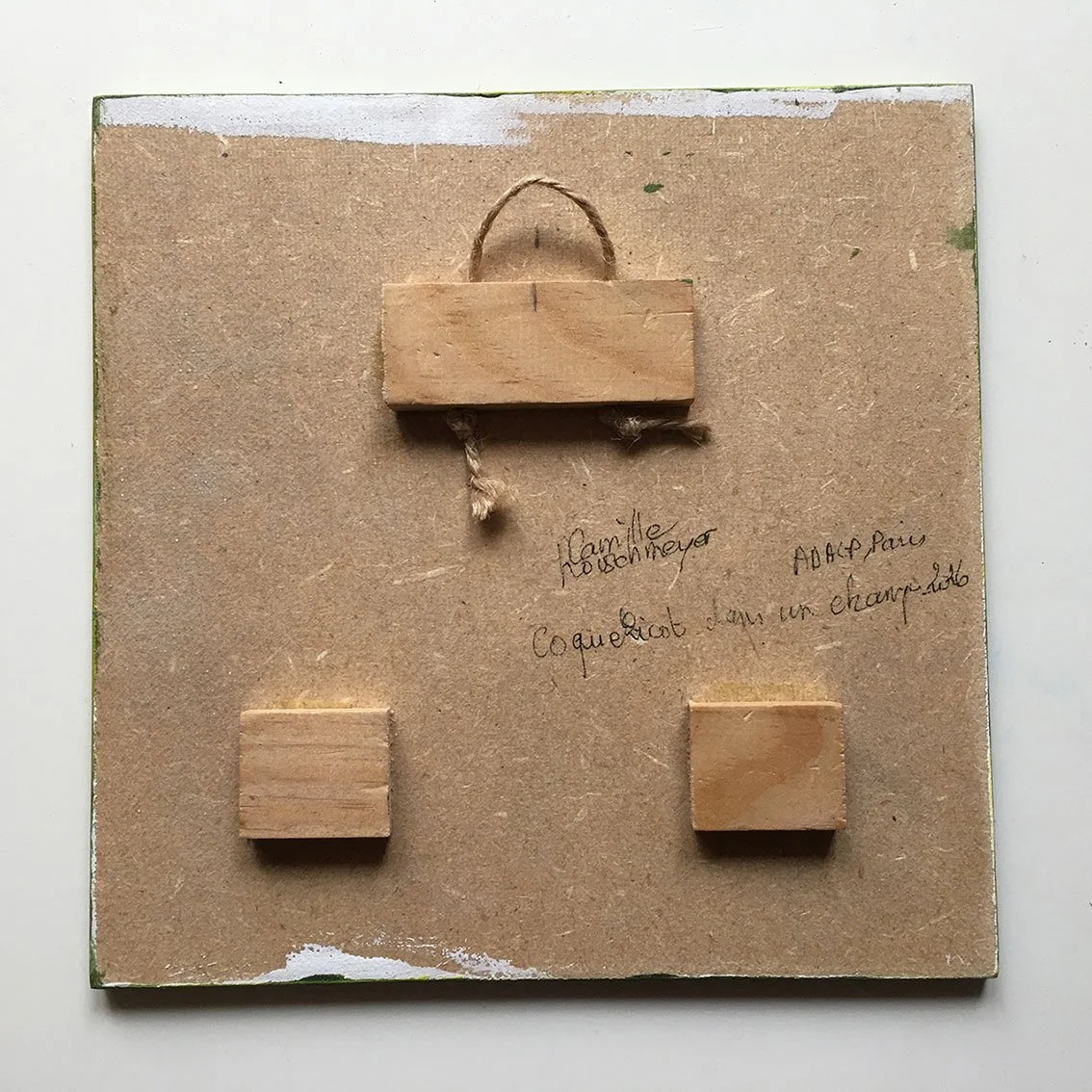 Arrière de l’œuvre COQUELICOT DANS UN CHAMP réalisée par l’artiste Camille Rouschmeyer