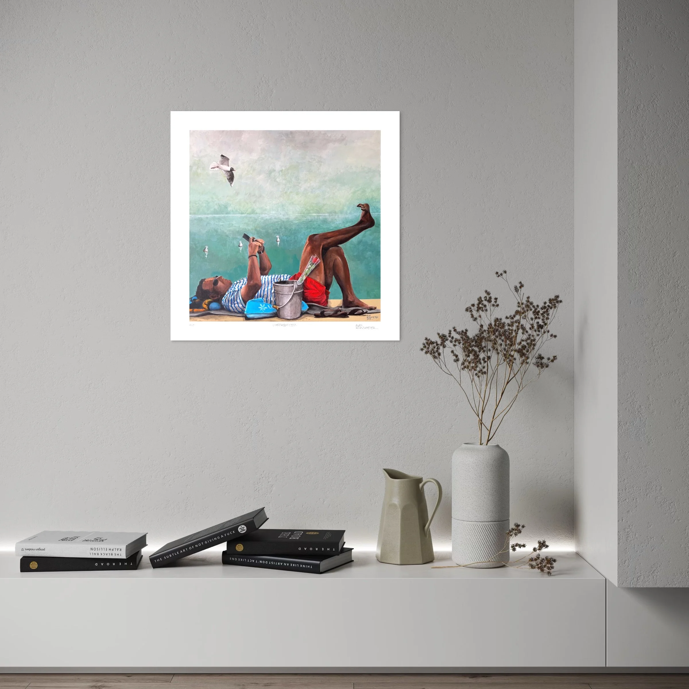 L'important c'est... Fine Art Print by Alain Rouschmeyer displayed in a modern interior