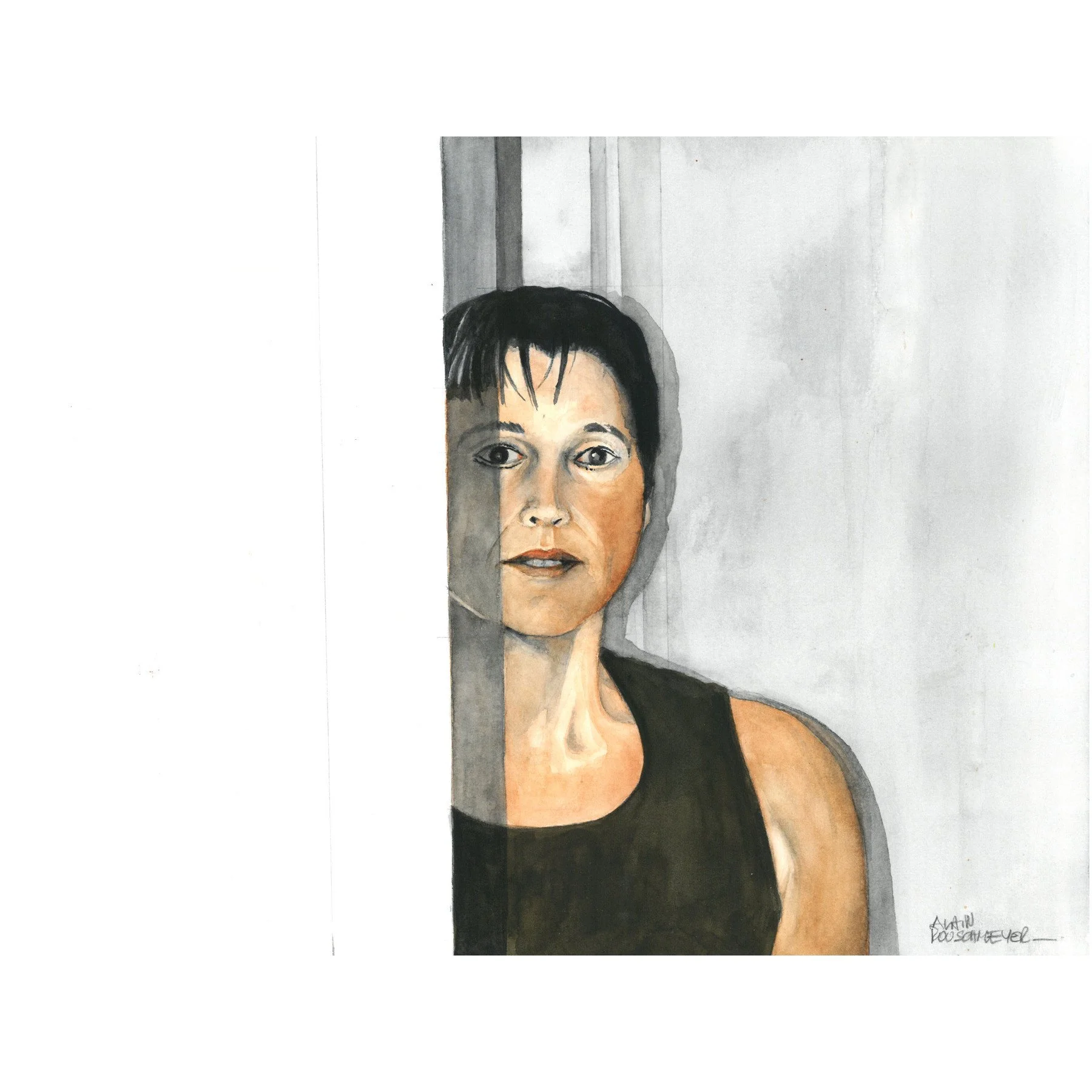 UN REGARD - aquarelle 30 x 40 cm
