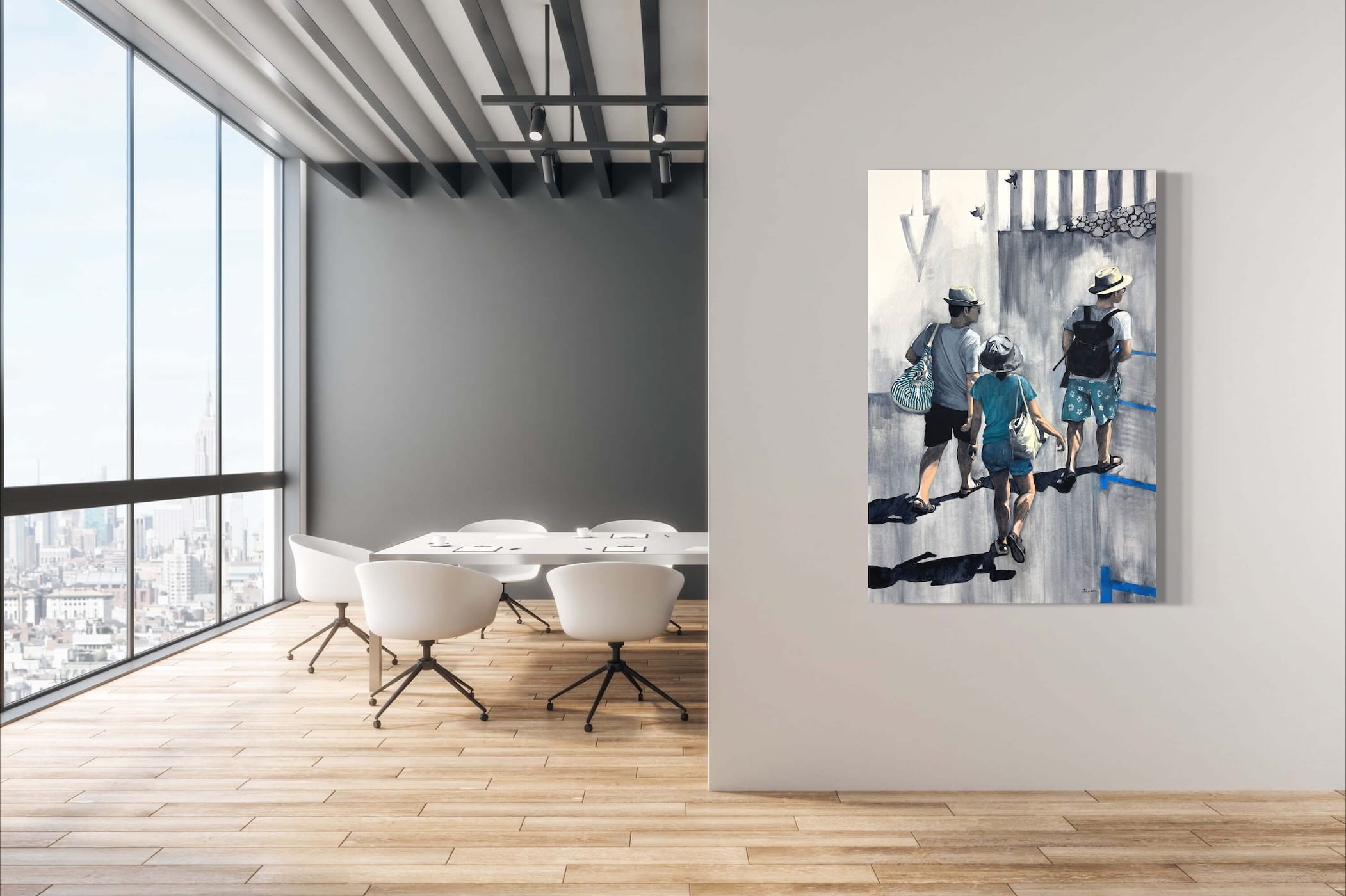 Présentation de la peinture acrylique figurative "Zone bleue" de Alain Rouschmeyer (copie)