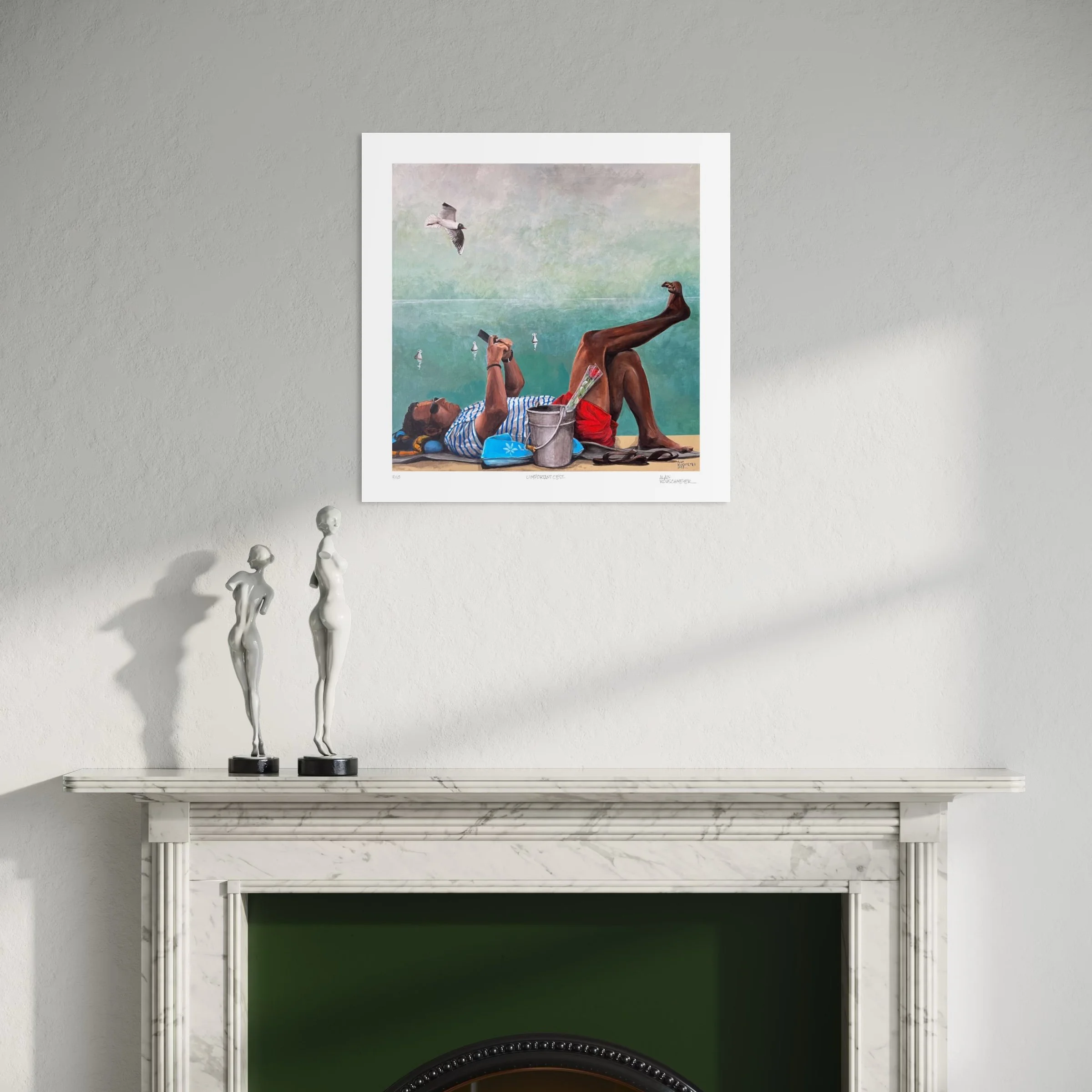 L'important c'est... Fine Art Print by Alain Rouschmeyer displayed in a contemporary living room