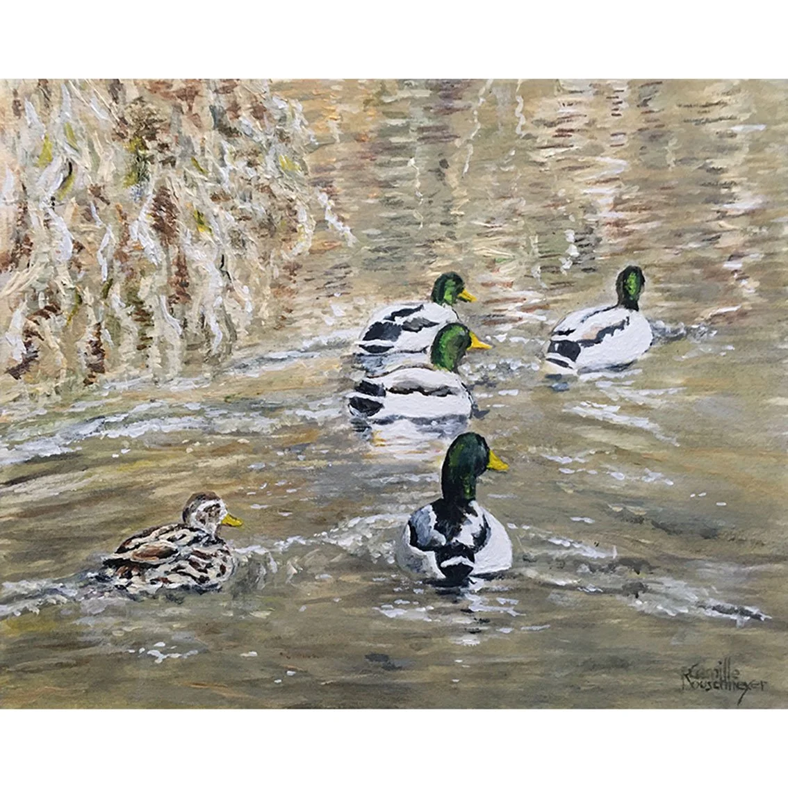 BALADE SUR L’EAU MORTE, painting created by the impressionist artist Camille Rouschmeyer