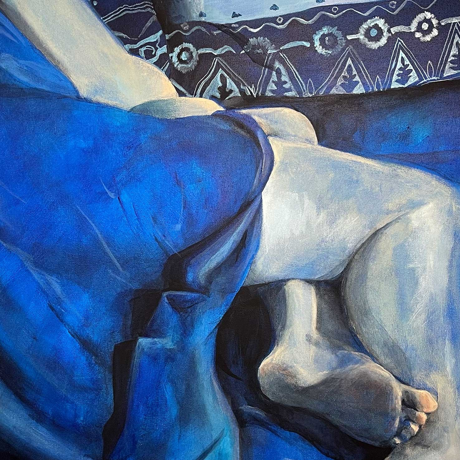 Détail de l'oeuvre La fille dans les draps bleus de Alian Rouschmeyer (copie)