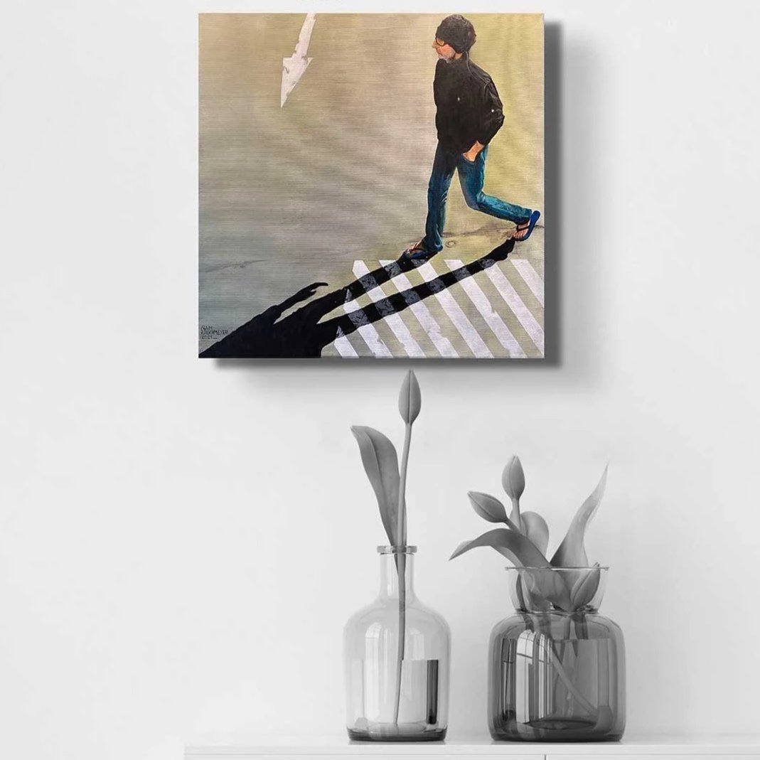 Peinture figurative Intersaison d’Alain Rouschmeyer présentée sur un mur dans un espace de vie