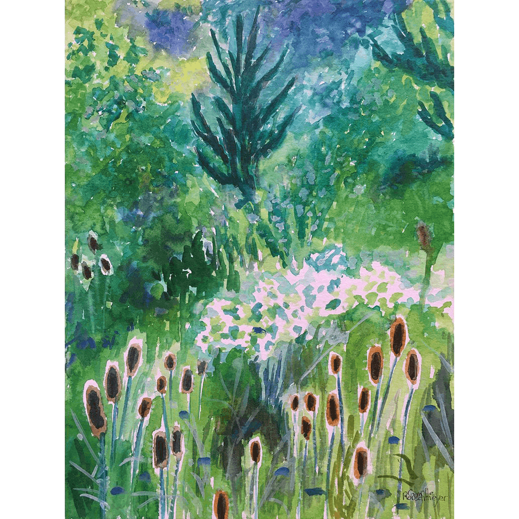 "Arbres et fleurs" une peinture de l'artiste Camille Rouschmeyer
