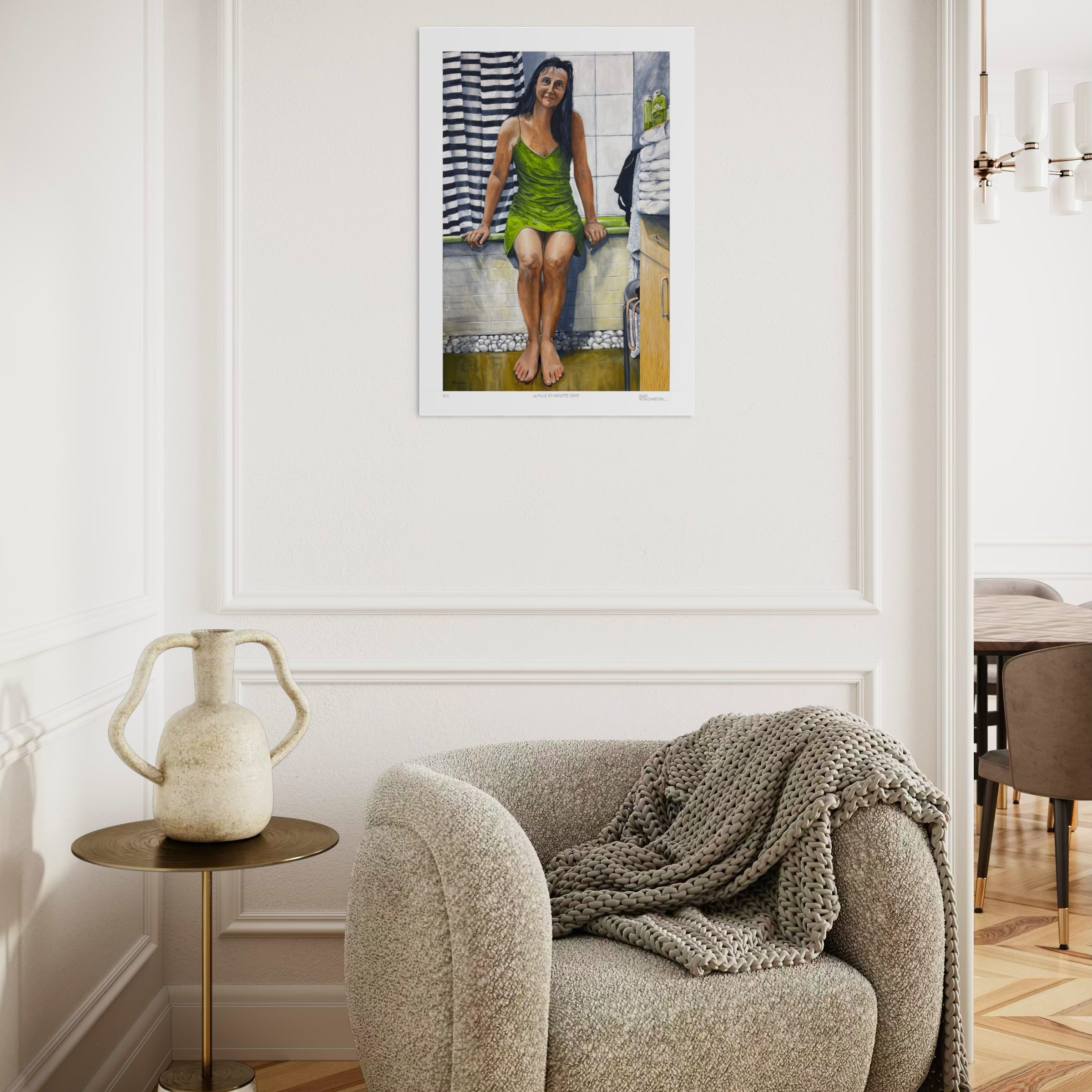 Tirage d'art qualité musée en série limitée LA FILLE EN NUISETTE VERTE de Alain Rouschmeyer