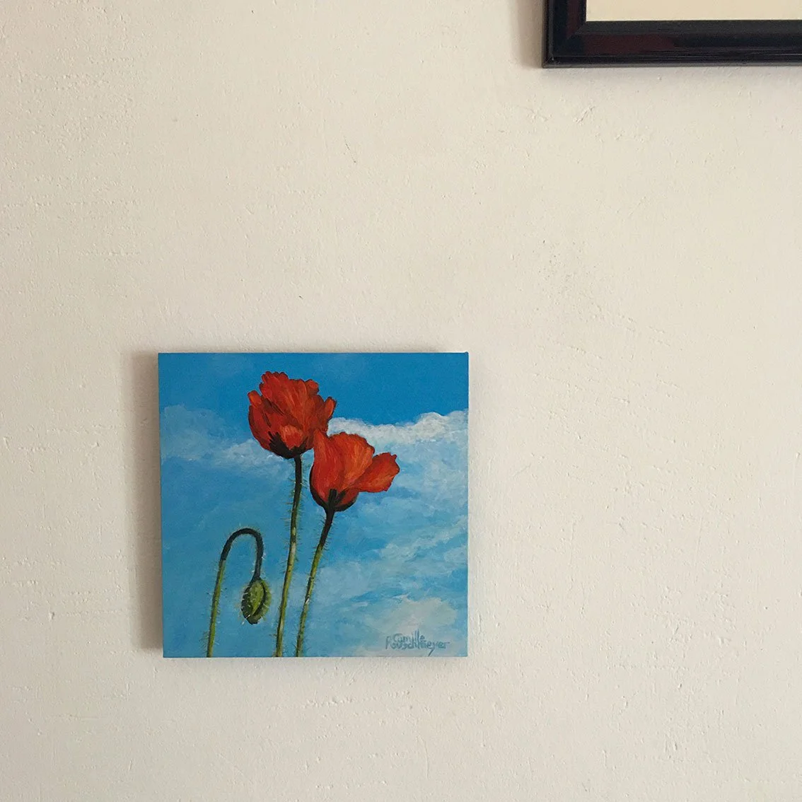 Painting TROIS BRINS DE COQUELICOT by the impressionist artist Camille Rouschmeyer