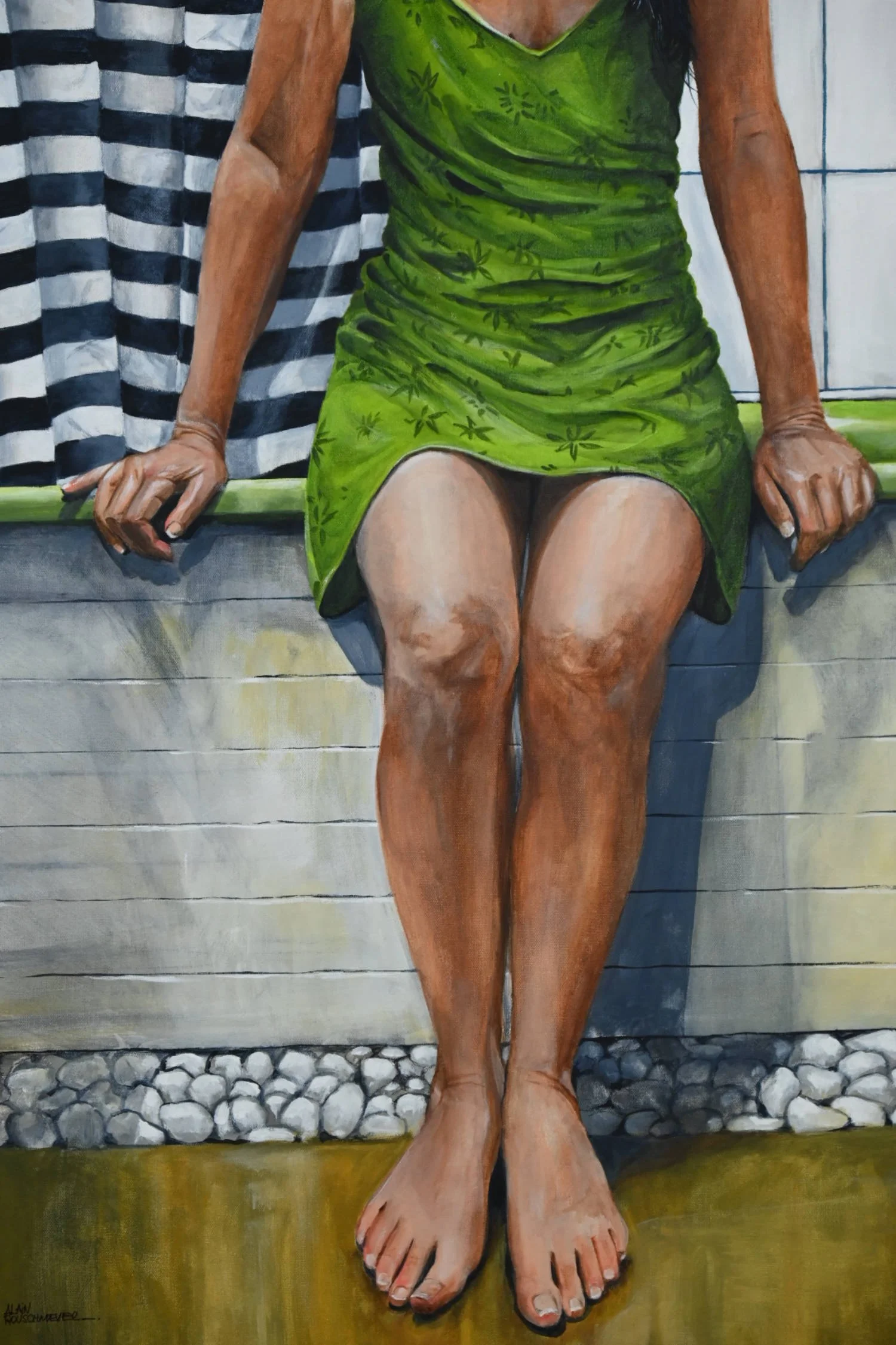détail de l'oeuvre LA FILLE EN NUISETTE VERTE - Alain Rouschmeyer