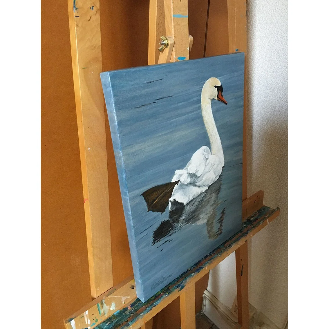 Original and unique painting entitled LA DANSE DU CYGNE, by Camille Rouschmeyer