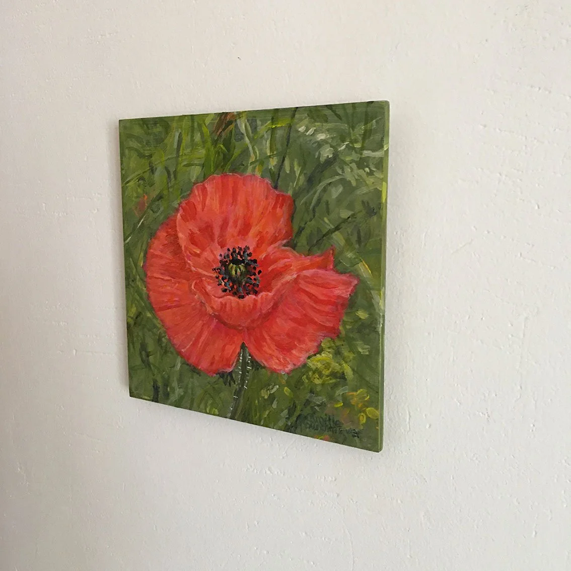 Oeuvre originale et unique intitulée COQUELICOT DANS UN CHAMP de Camille Rouschmeyer