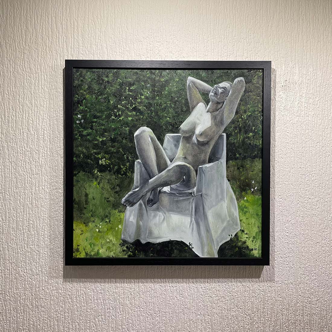 femme nue assise au soleil – peinture contemporaine signée Alain Rouschmeyer