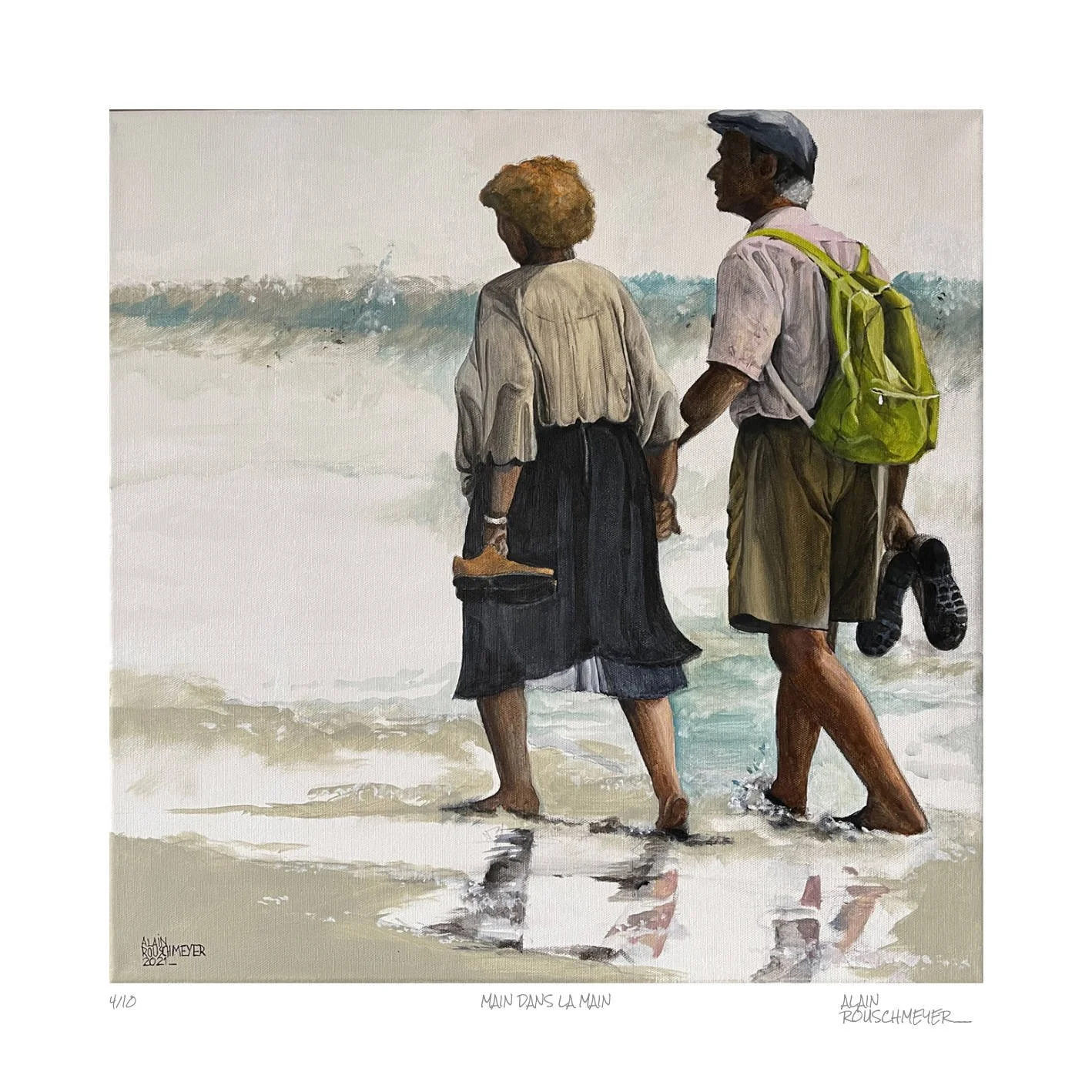 MAIN DANS LA MAIN limited edition Fine Art Print with white border and pencil caption by Alain Rouschmeyer