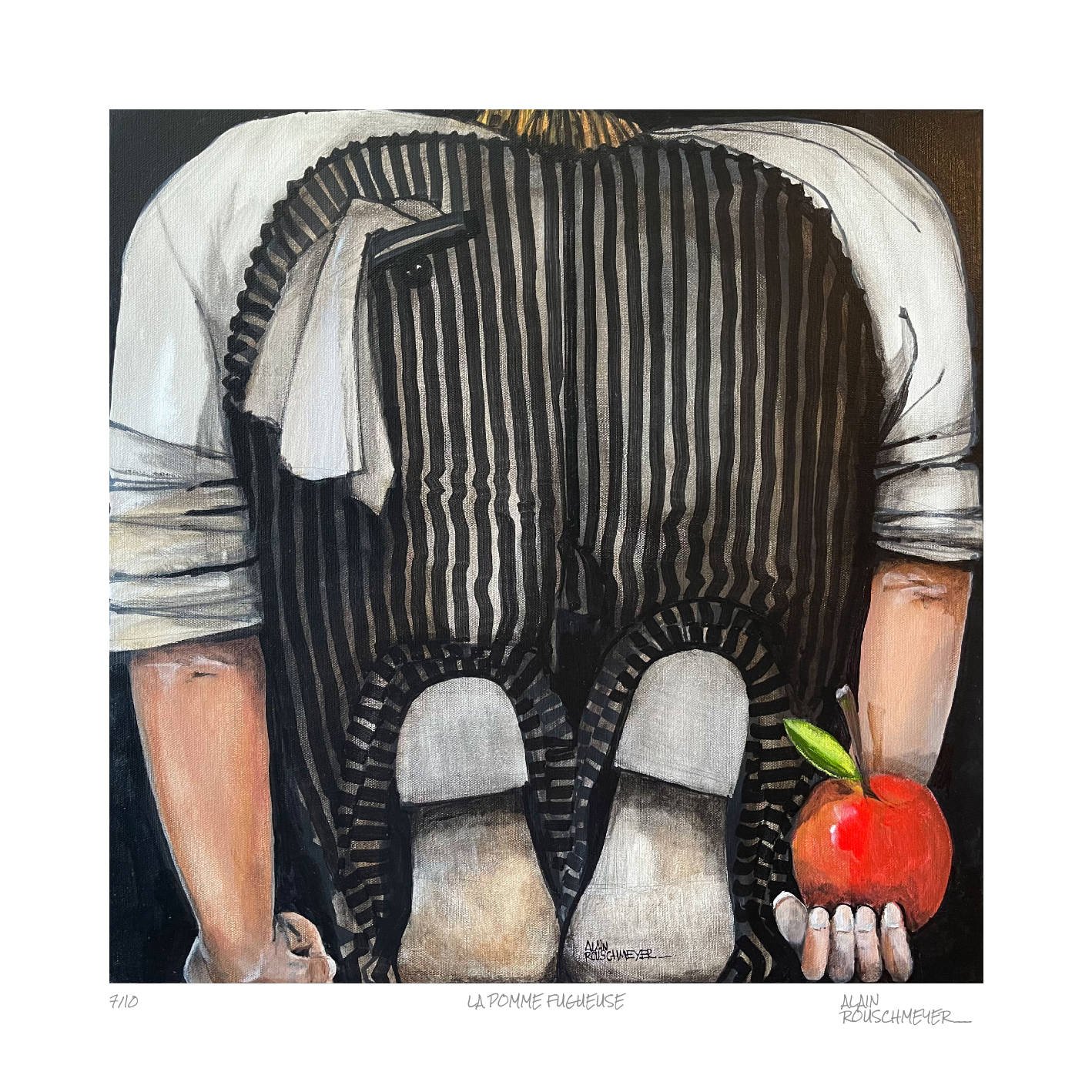 LA POMME FUGUEUSE de l'artiste Alain Rouschmeyer en tirage d'art série limitée qualité musée