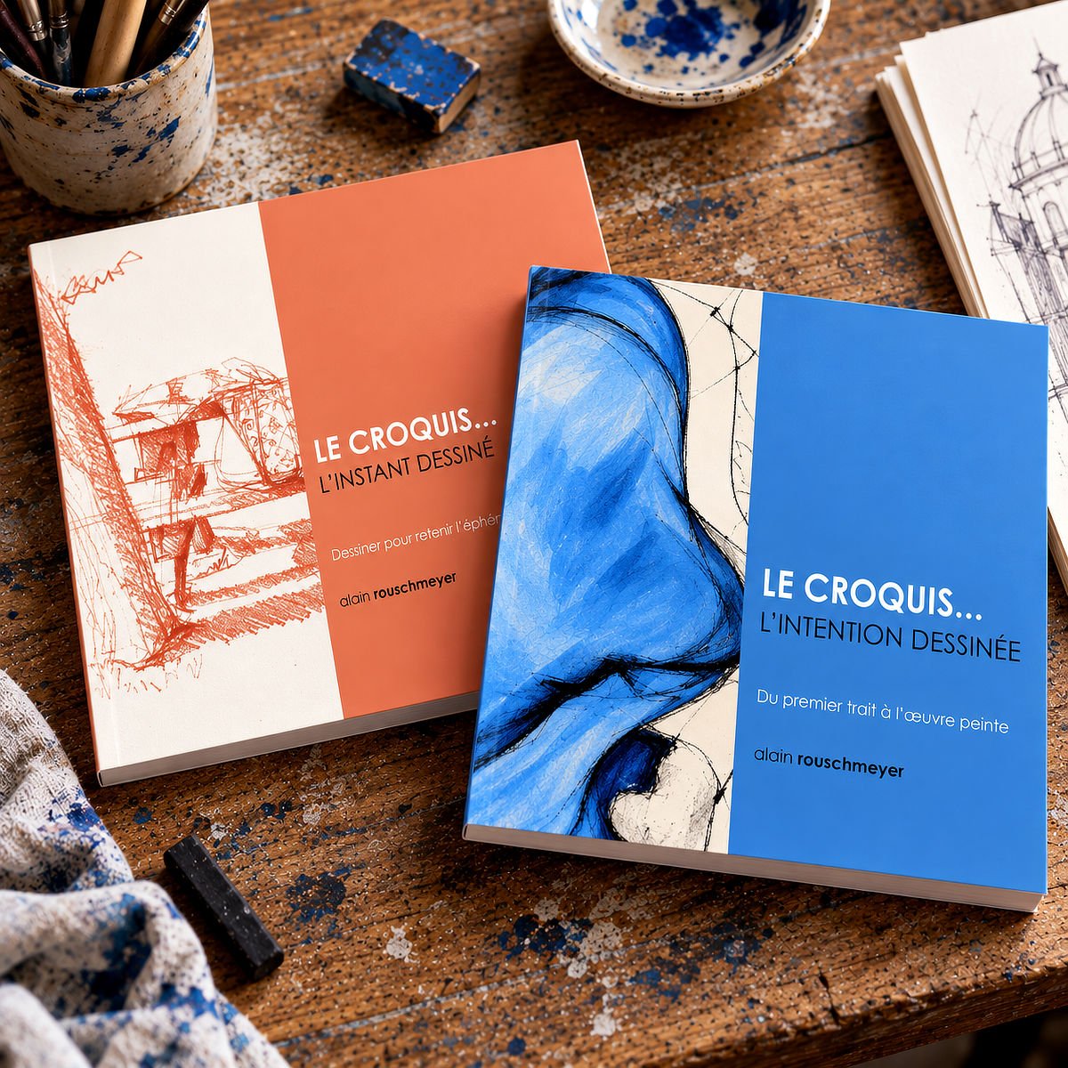LE CROQUIS...L'INTENTION DESSINÉE et LE CROQUIS... L'INSTANT DESSINÉ, deux livres qui se complètent écrits par l'artiste Alain Rouschmeyer