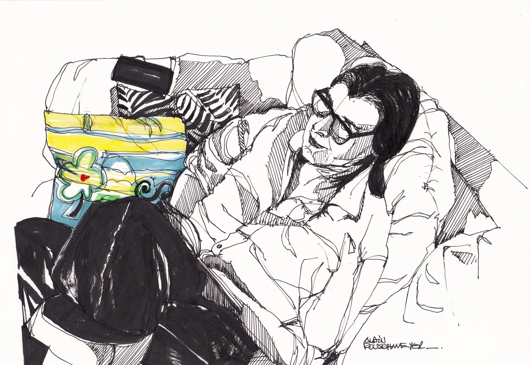 Lecture du soir, le croquis