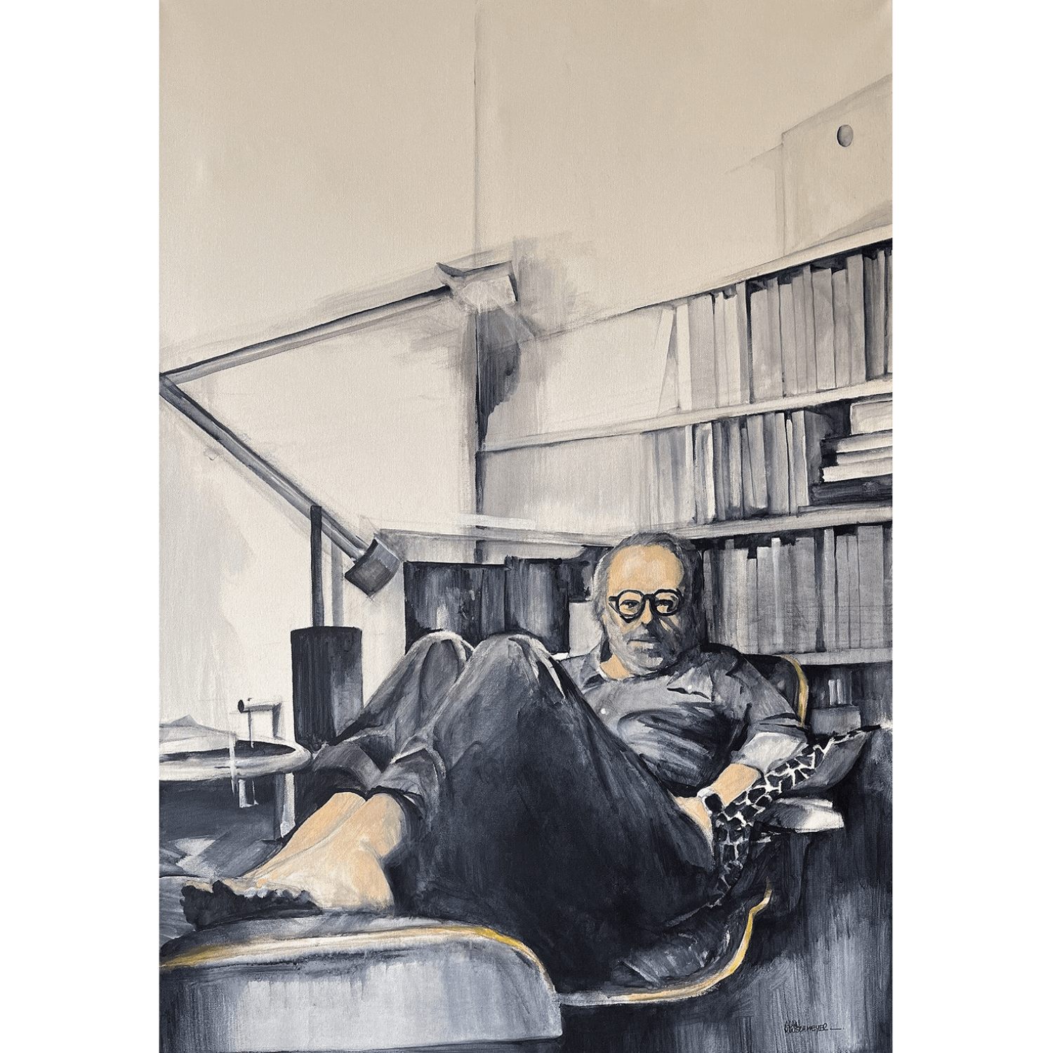 "Reflection of the artist" figurative painting from Alain Rouschmeyer