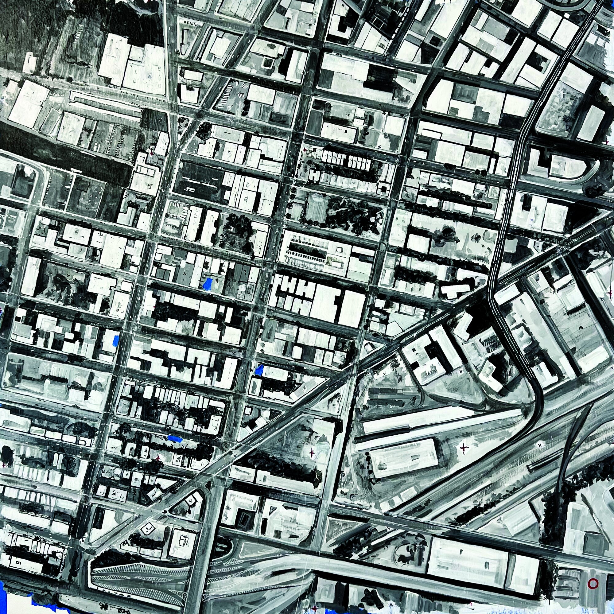 Queens NY - acrylic on tape. 48"x48" scale: 1"=100'