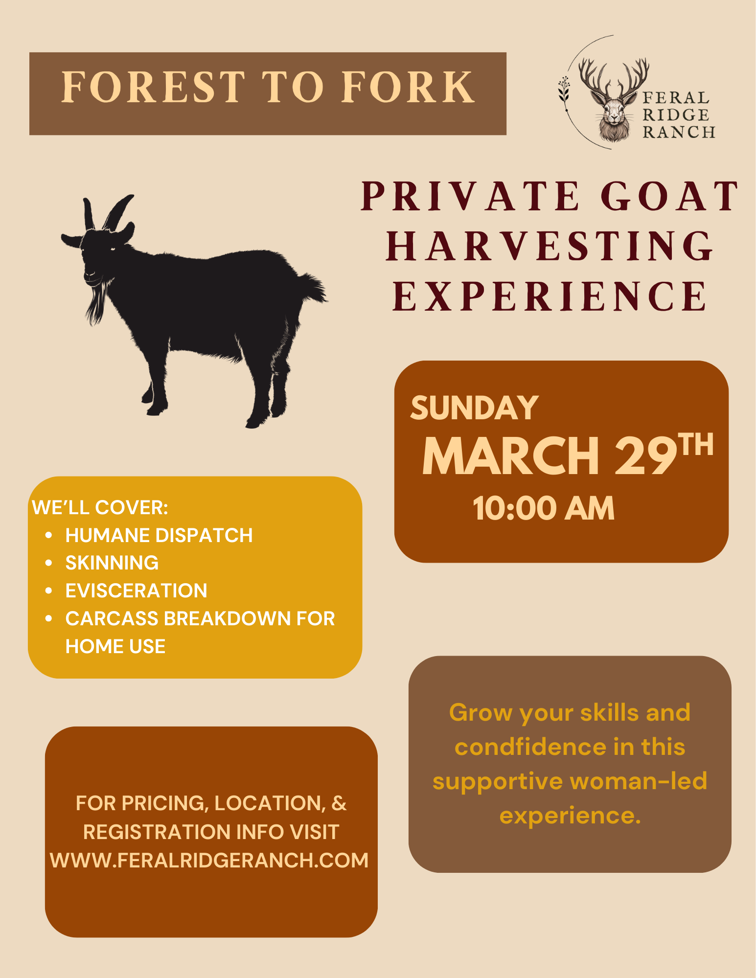 Private Goat Harvesting Experience (Sunday - 3/29)