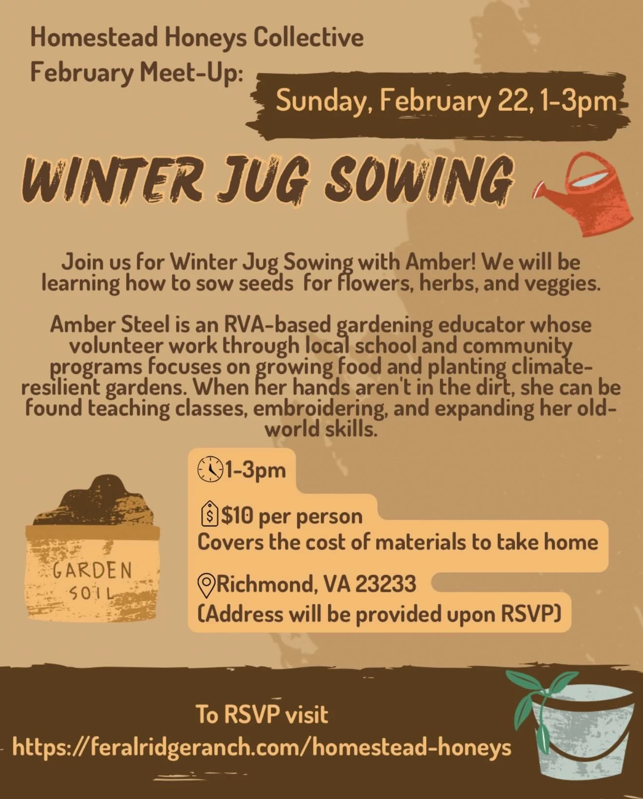 So many fun things happening this month! 

🖤2/22 Homestead Honeys Winter Jug Sowing
🖤2/25 Little Buds 
🖤2/28 Natural Salve Making
🖤2/28 Vermi Composting

🔗 in bio to sign up