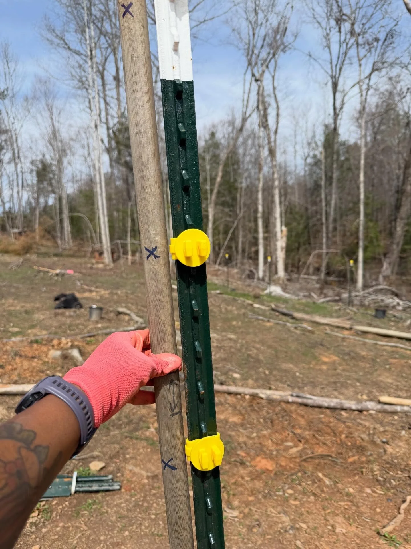 My little tip that most of you probably already know: the t-post measuring stick!

I have it marked off for various heights depending on what I&rsquo;m fencing off. It&rsquo;s not a perfect science but keeps the lines a little neater. Just measure on