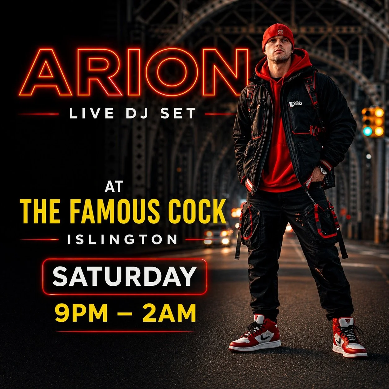 ARION LIVE DJ SET &ndash; This Saturday @ The Famous Cock, Islington

@the.famouscock 

London nights, locked in.
We&rsquo;re bringing energy, good music, and the right vibe every single week.

🕘 9PM &ndash; 2AM
📍 The Famous Cock, Islington
🚇 Clos