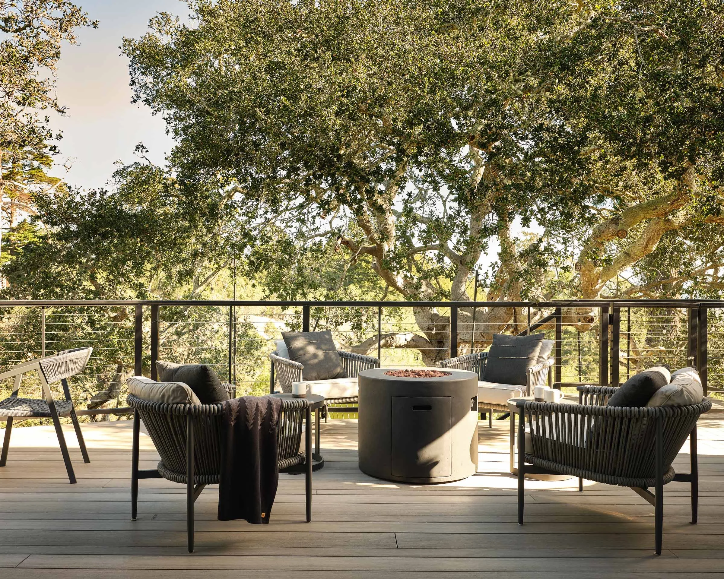 Outdoor seating area and firepit