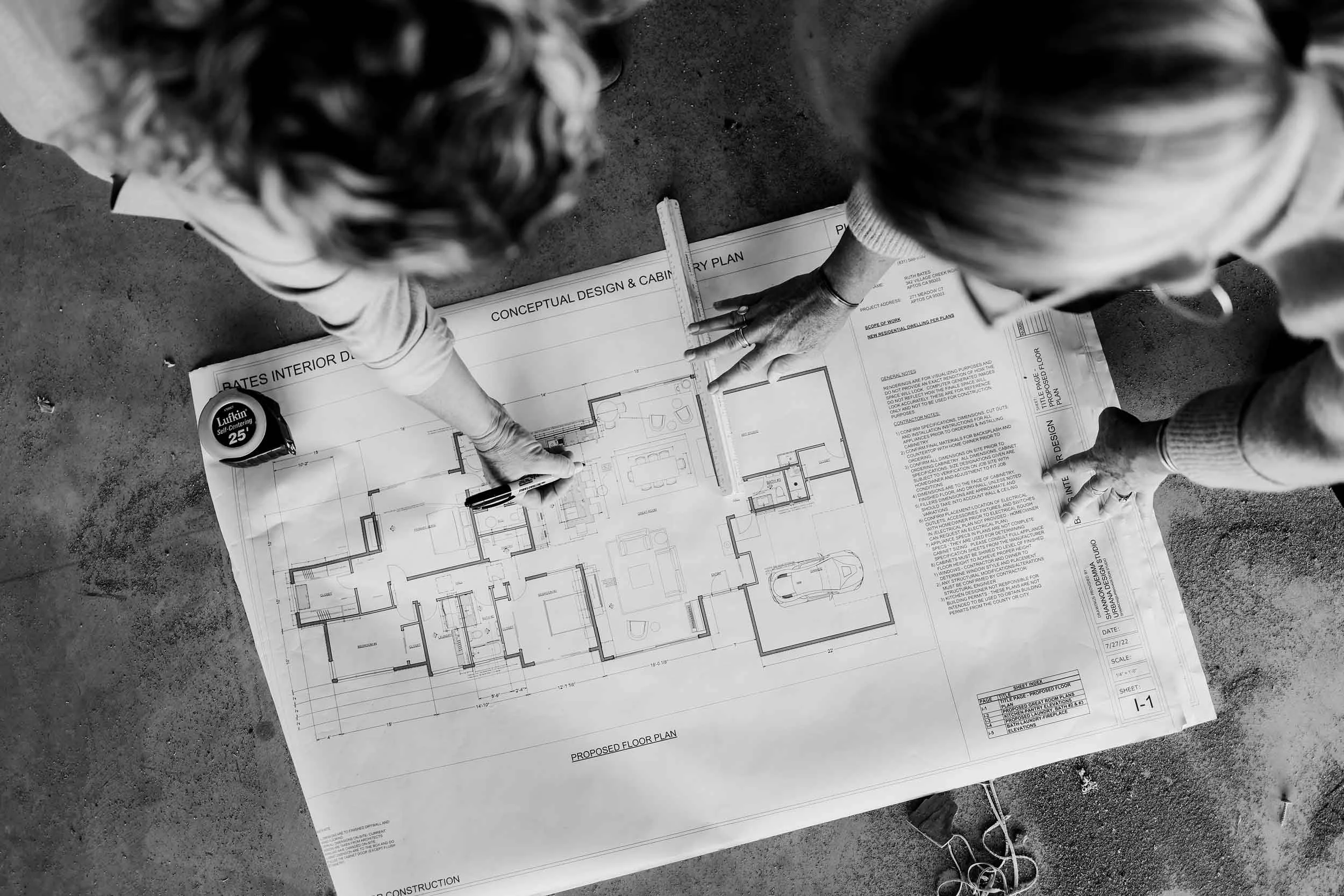 Architectural plans that guide a contractor and designer through your interior design project