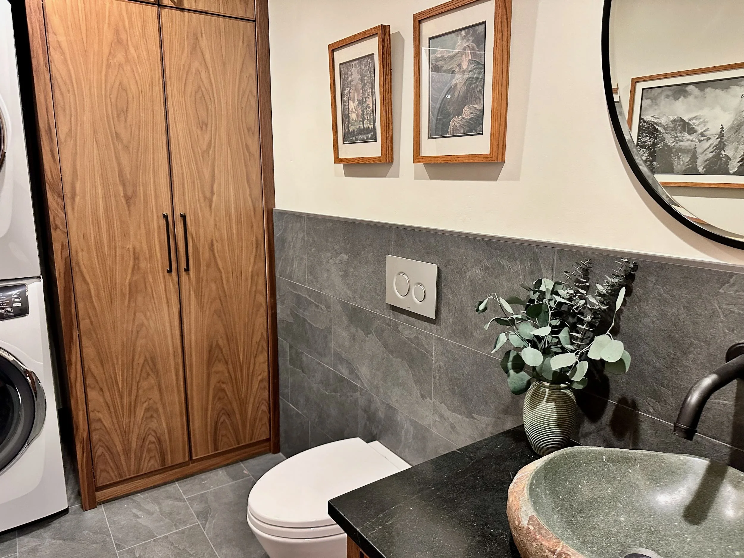 Walnut Laundry-Bathroom Storage Cabinet