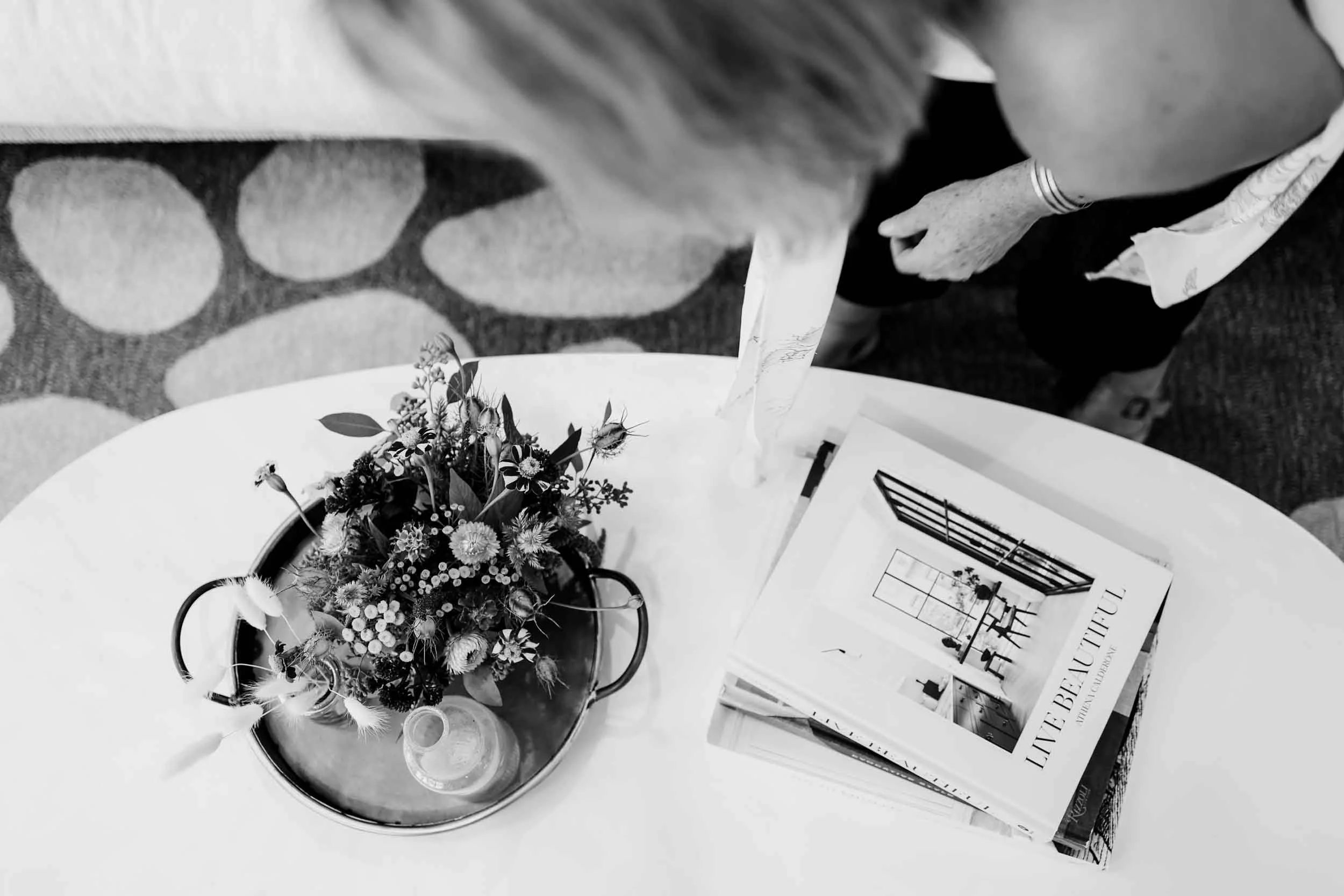 Interior Styling - Table with books and flowers