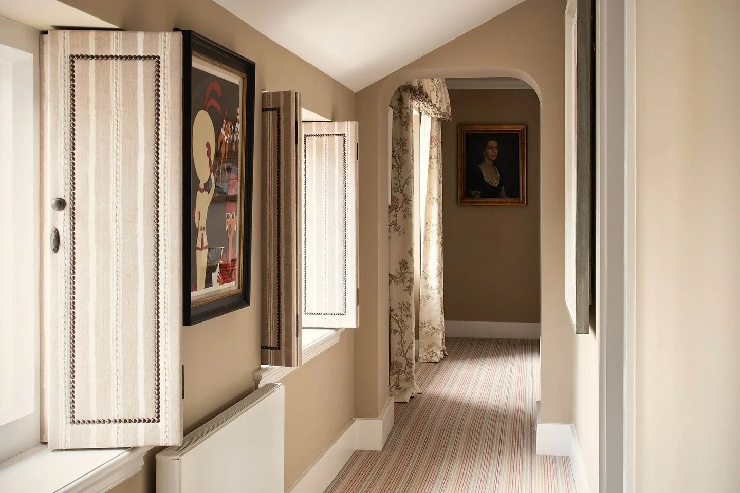 Swipe for a before photo! This is an attic level landing in a Listed London apartment that was renovated to a tidy spec with #aba_ltd on the team. Works completed include:

- Removing the enormous non-original radiator boxes and replacing the rads to