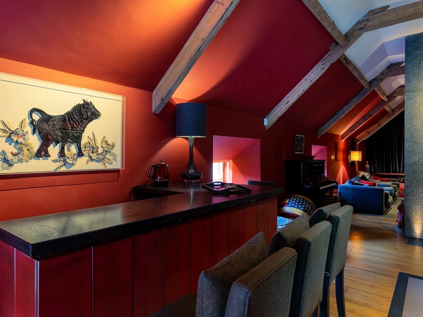 Part of a historic home refurbishment that #aba_ltd was involved in. Swipe to see what the very unloved space was like before (photo from a different angle)!

🎨 wall colours by @francescaspaintsltd 
📸 photo by @karen_dempsey_photography 
💡 lightin