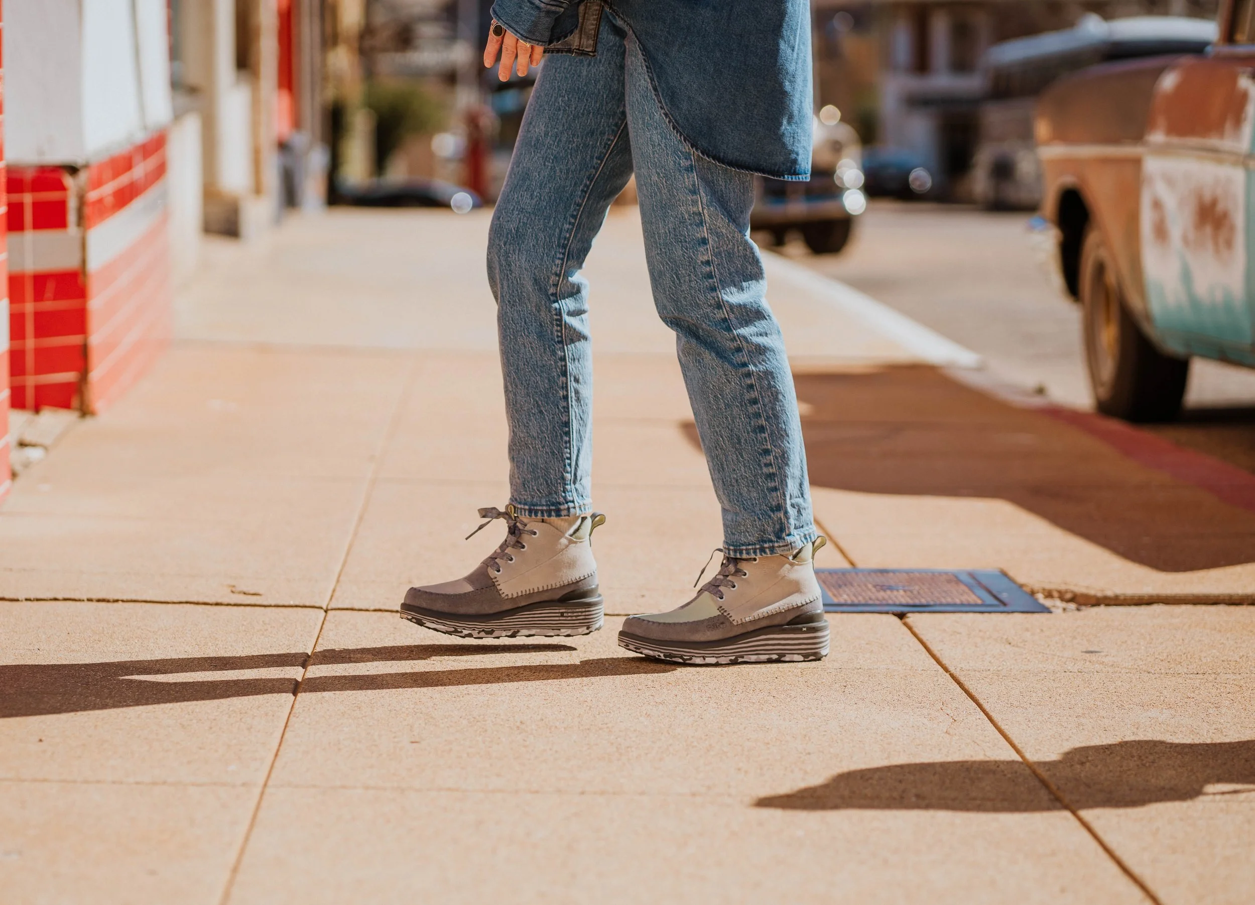 Historic Lowell Lifestyle Session for Deckers X Lab KO-Z Chukka in Grey + Green