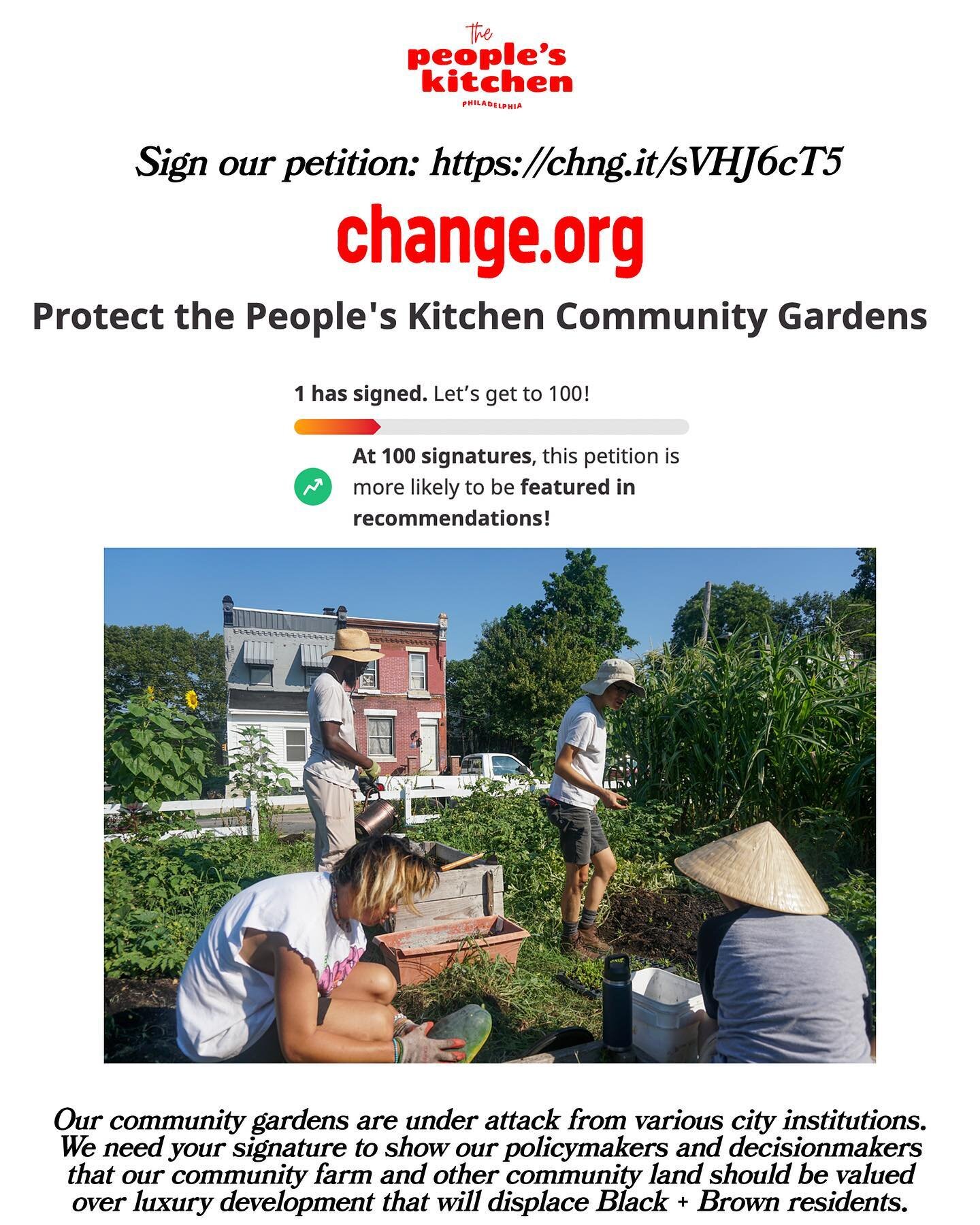 We need your signature! The Sheriff&rsquo;s Office and other city powers want to sell our community land and farm off to developers for luxury housing. We need to show them that we have the support of neighbors, locals, and Philadelphians. Sign this 