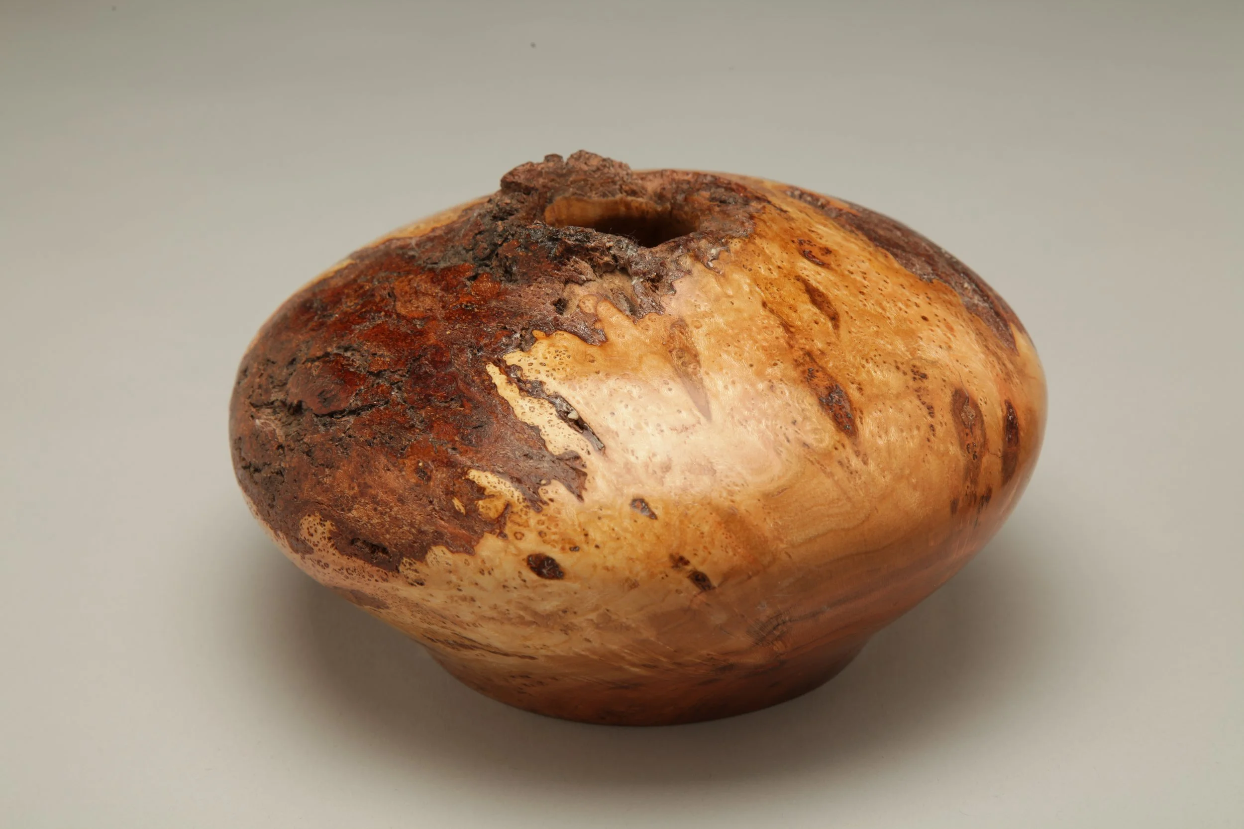 Cherry Burl Hollow Vessel, 8'' diameter.JPG